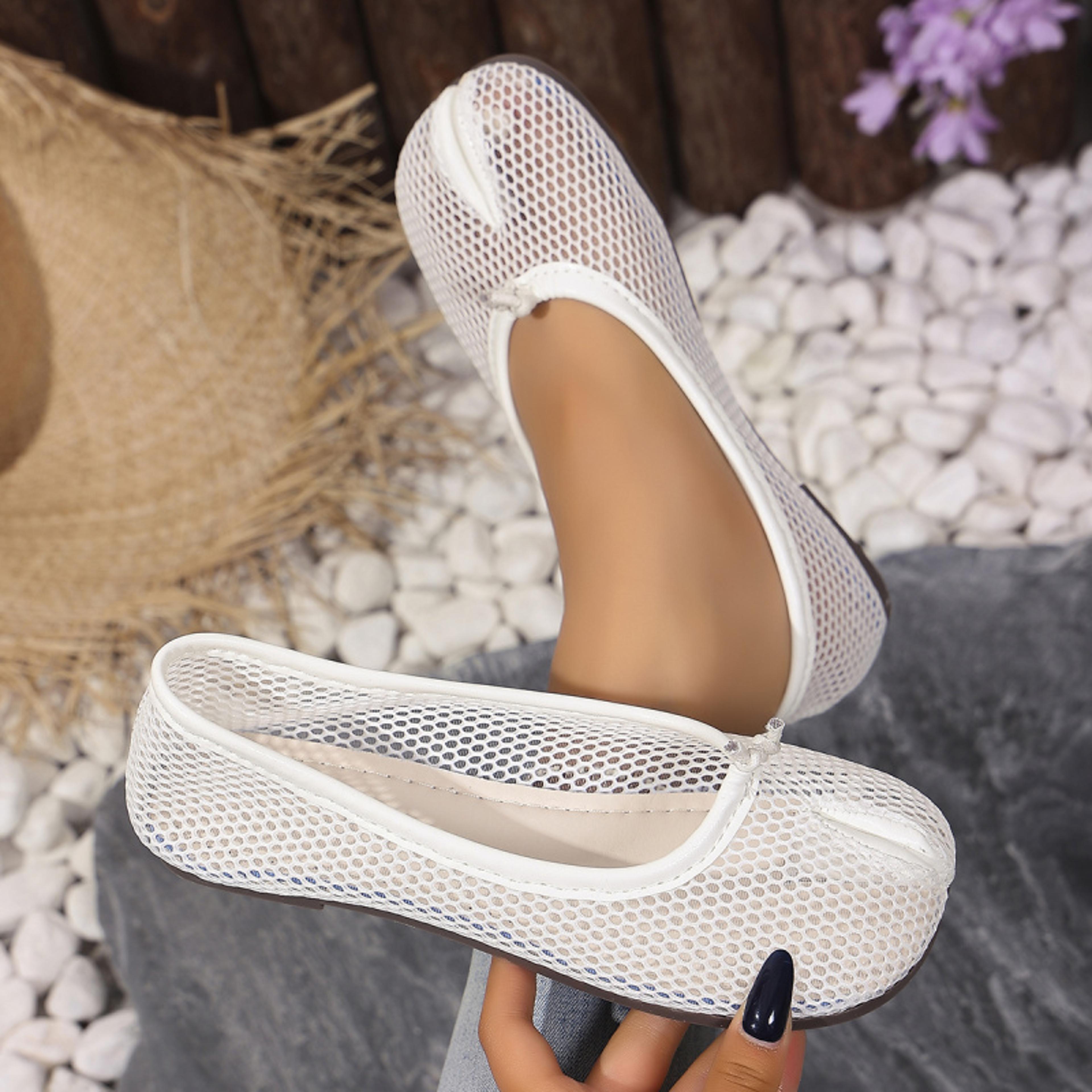 effortless chic breathable mesh flats featuring an avant garde split toe silhouette perfect as minimalist slip on loafe