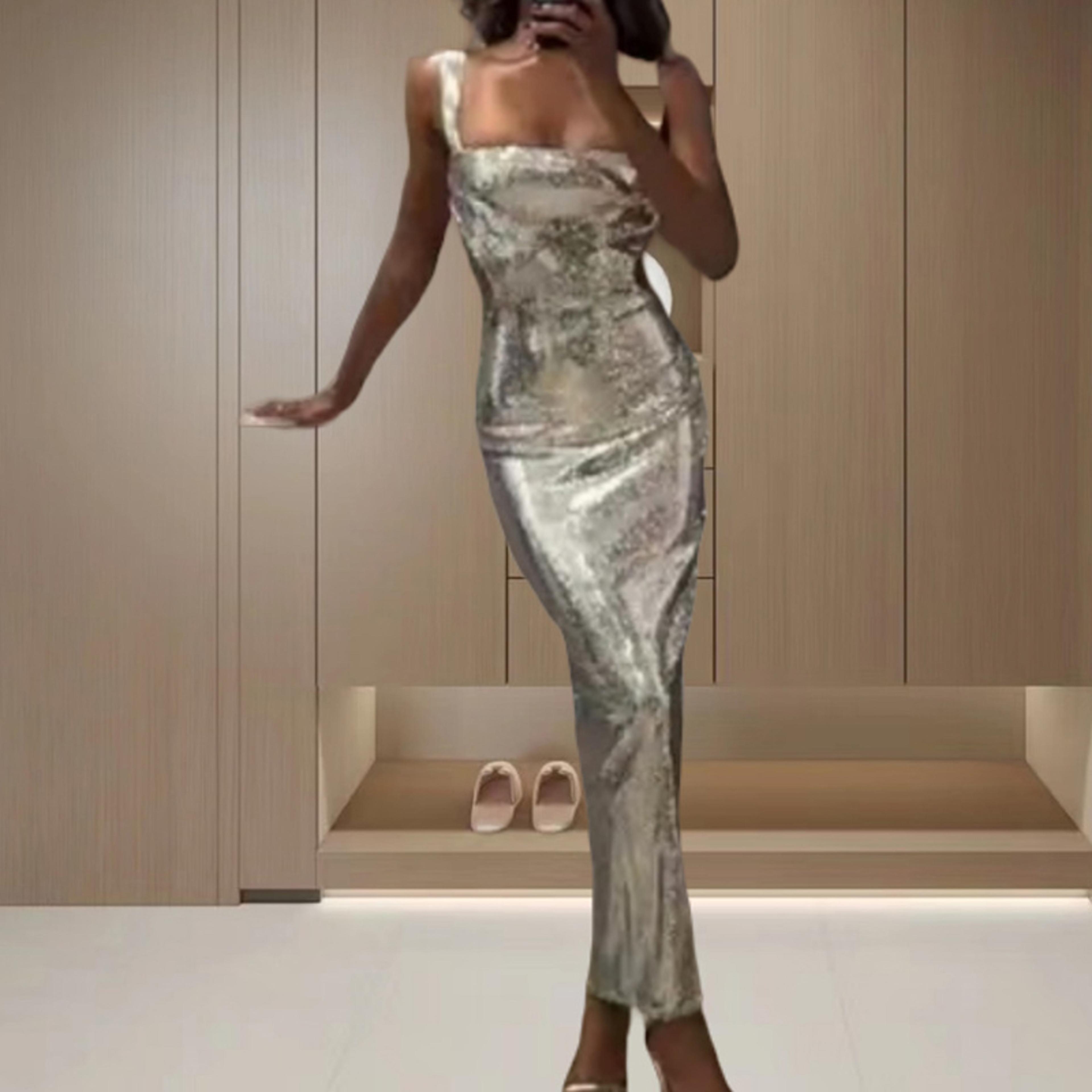 elegant sequin slim fit maxi dress