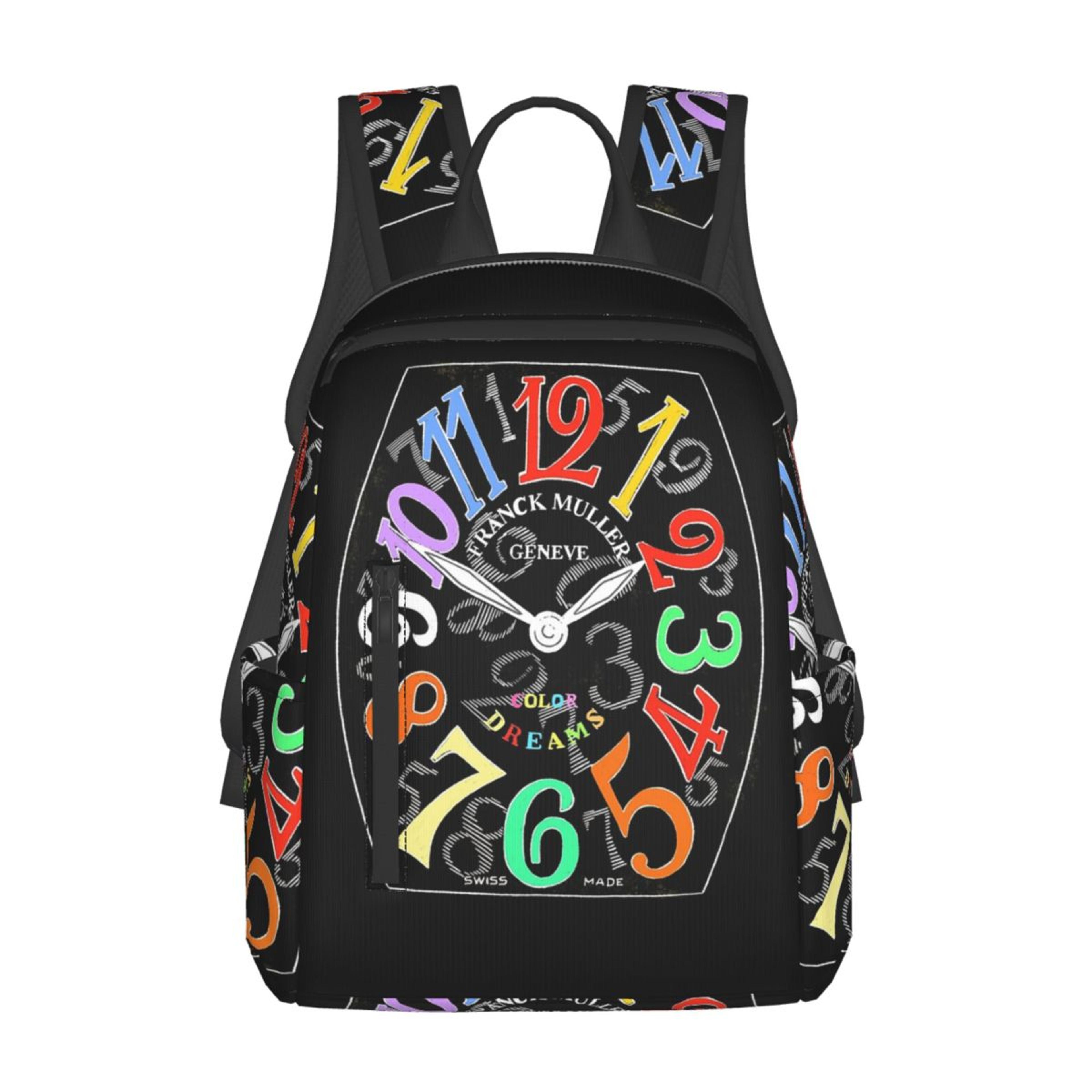 artistic watch face large capacity bookbag and stylish daypack for men and women