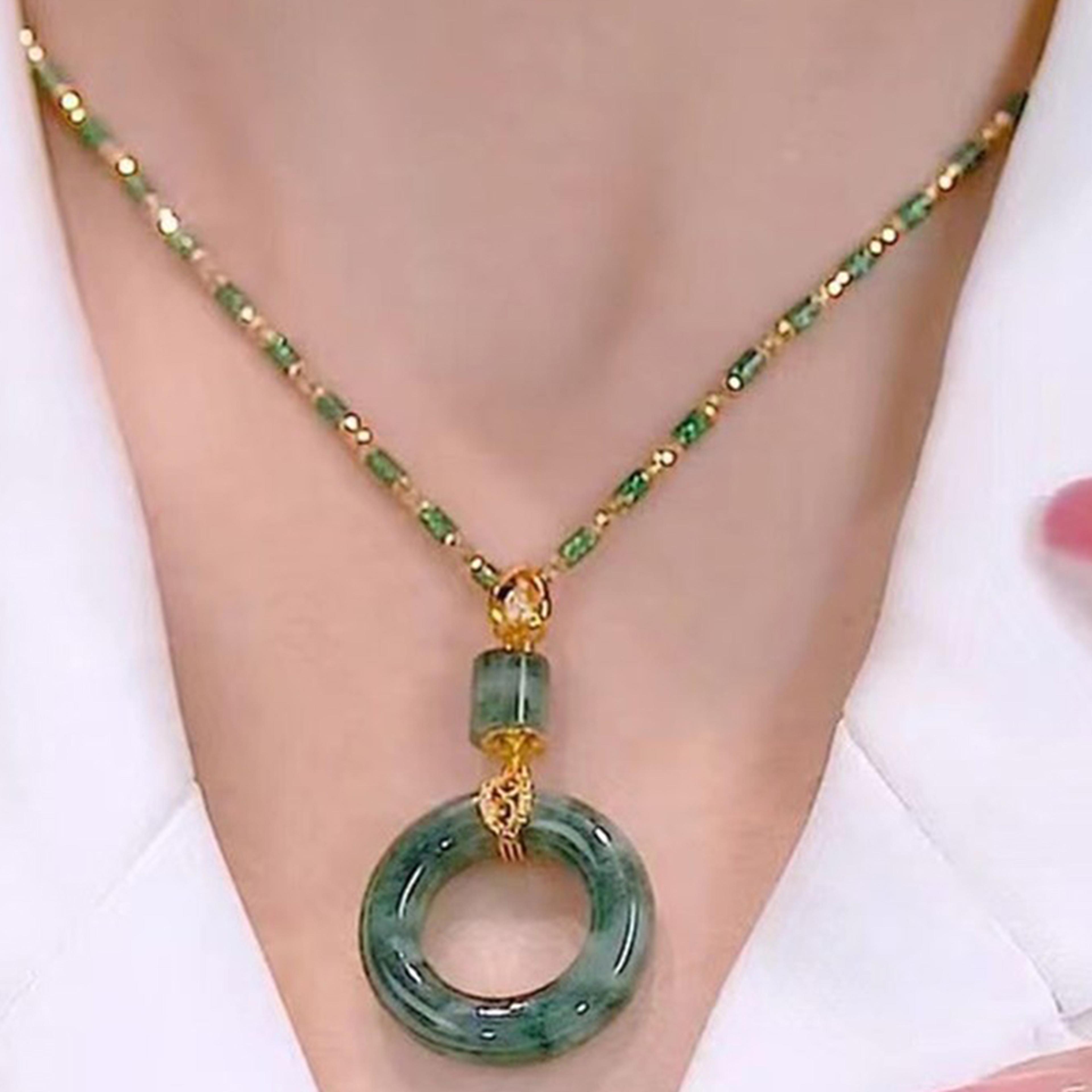 vintage bamboo jade necklace