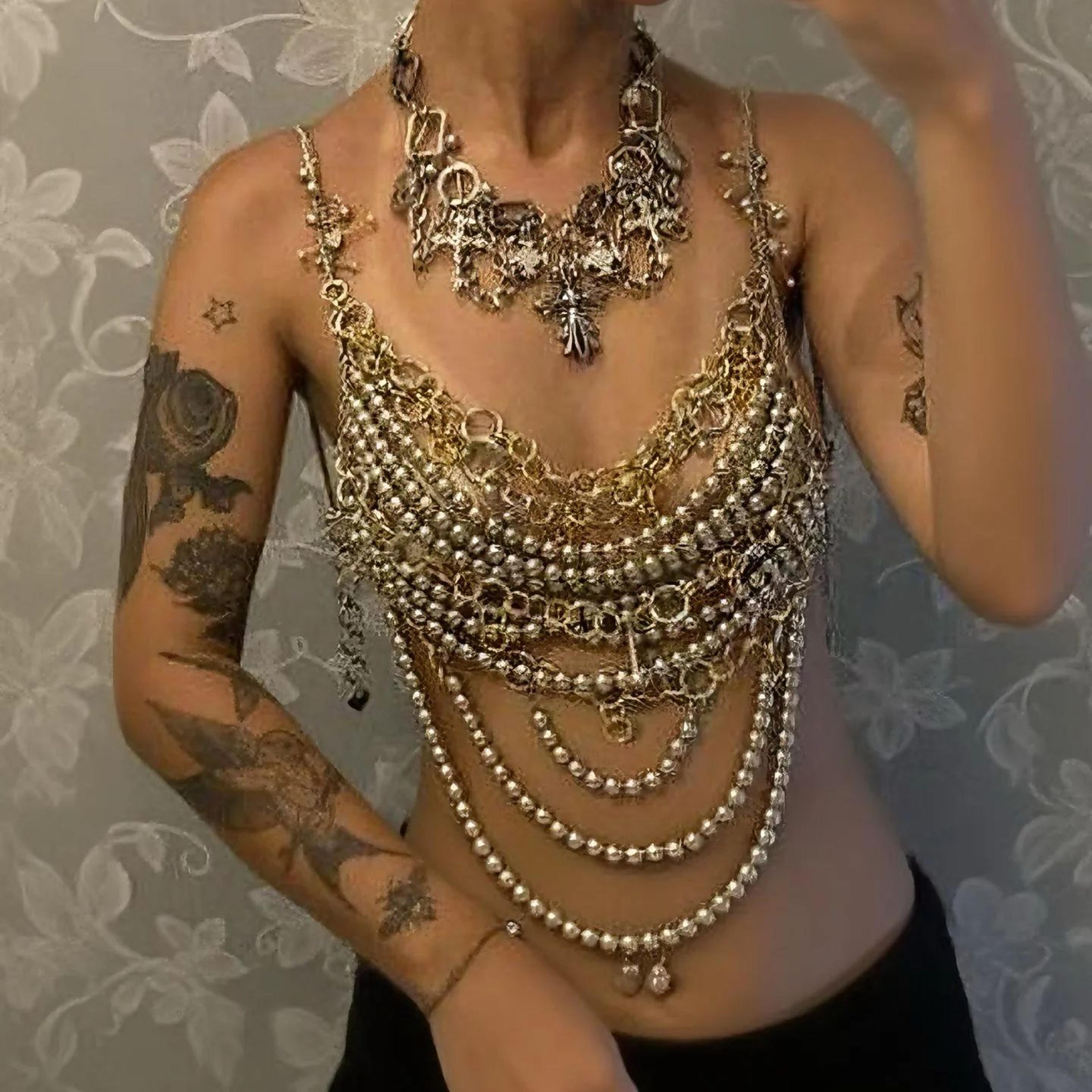 sparkling rhinestone body chain