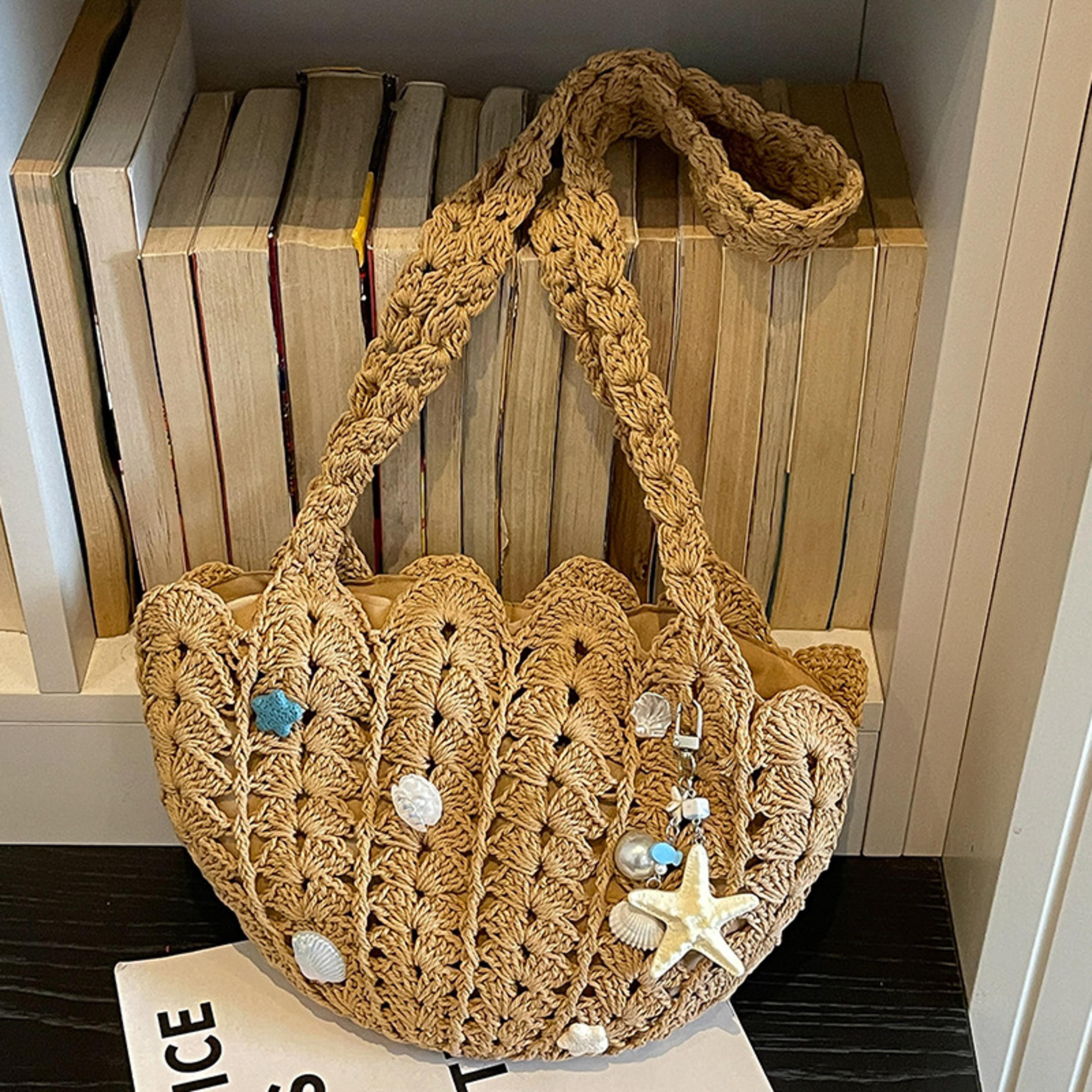 summer woven beach bag and vacation tote
