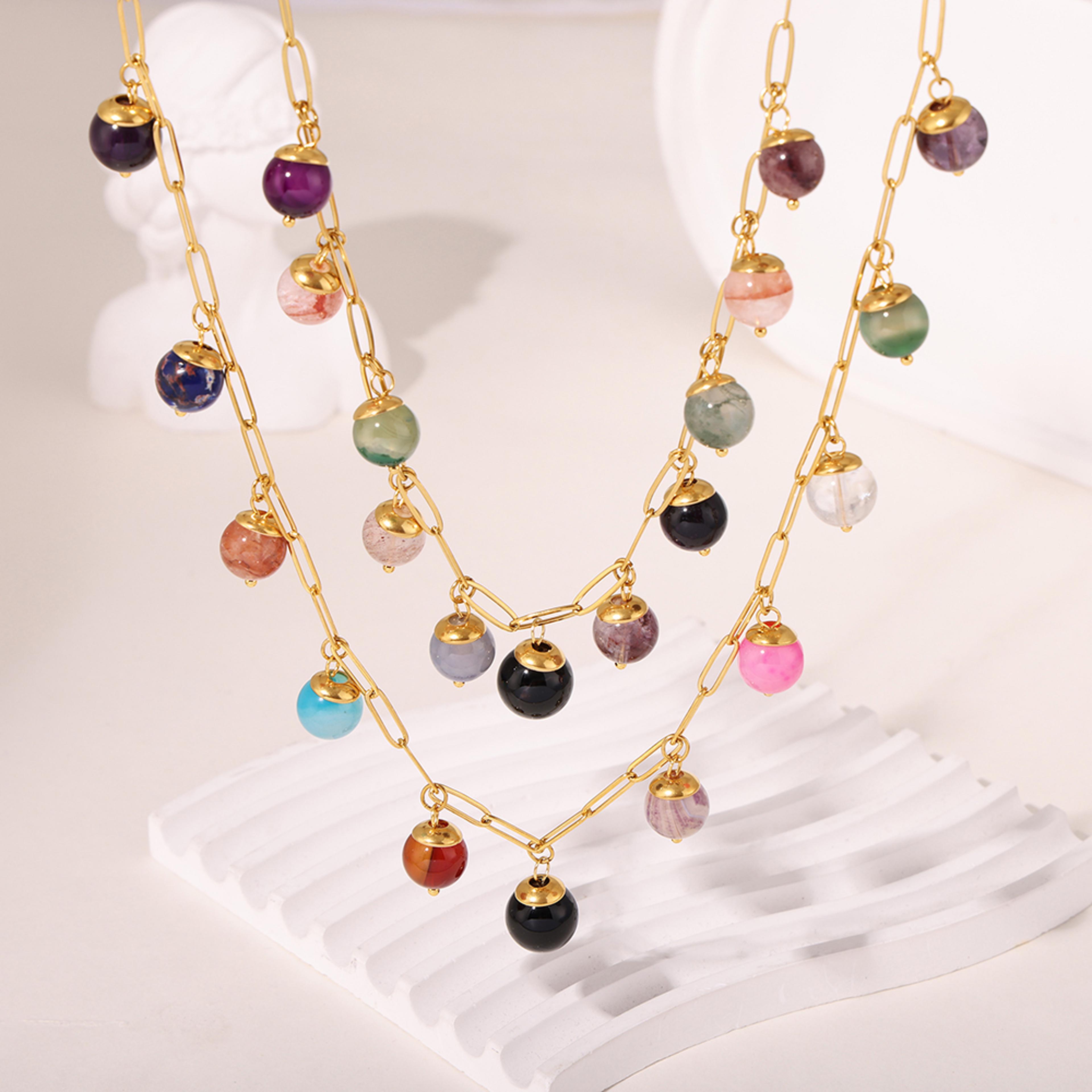 golden natural stone necklace