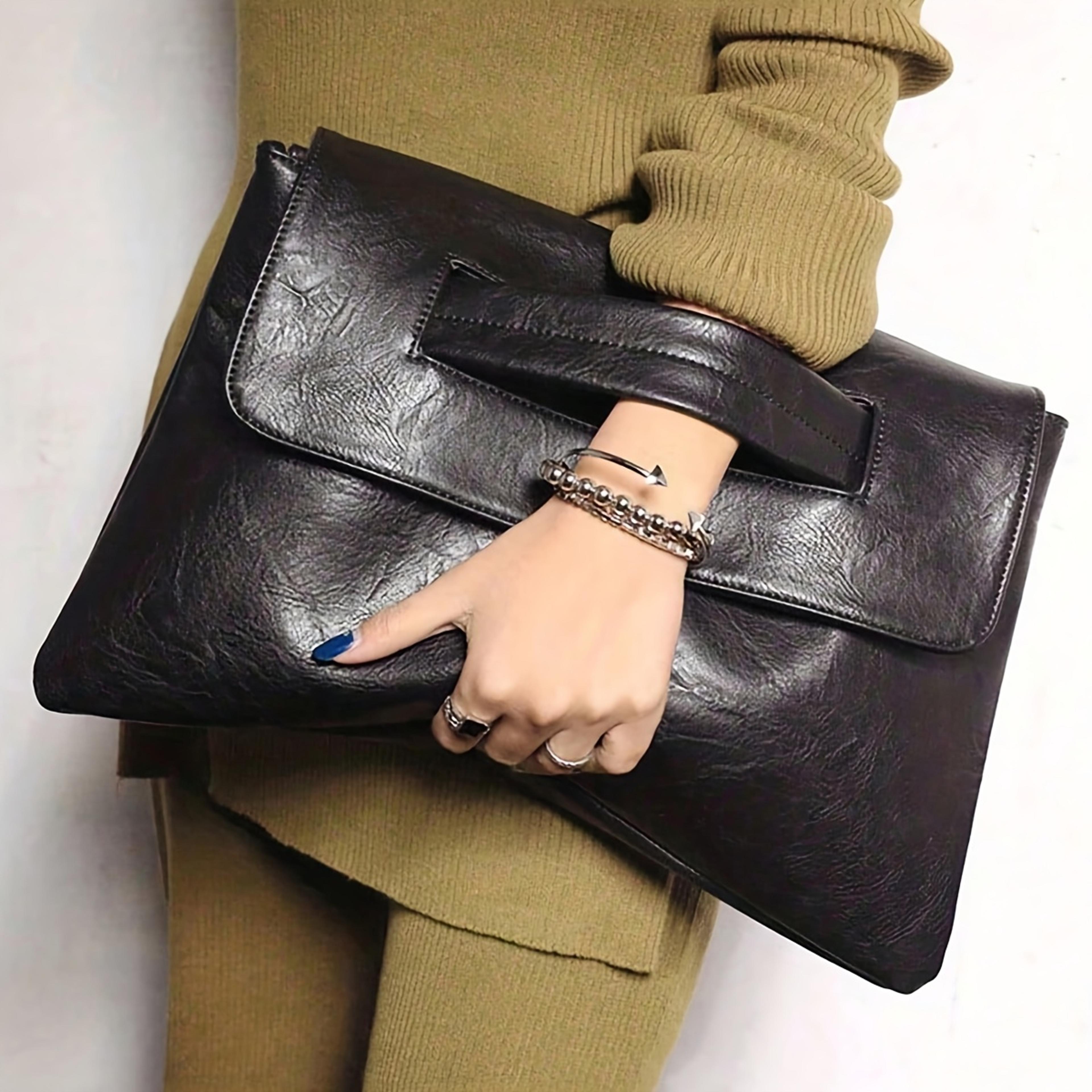 vintage pu leather evening clutch bag