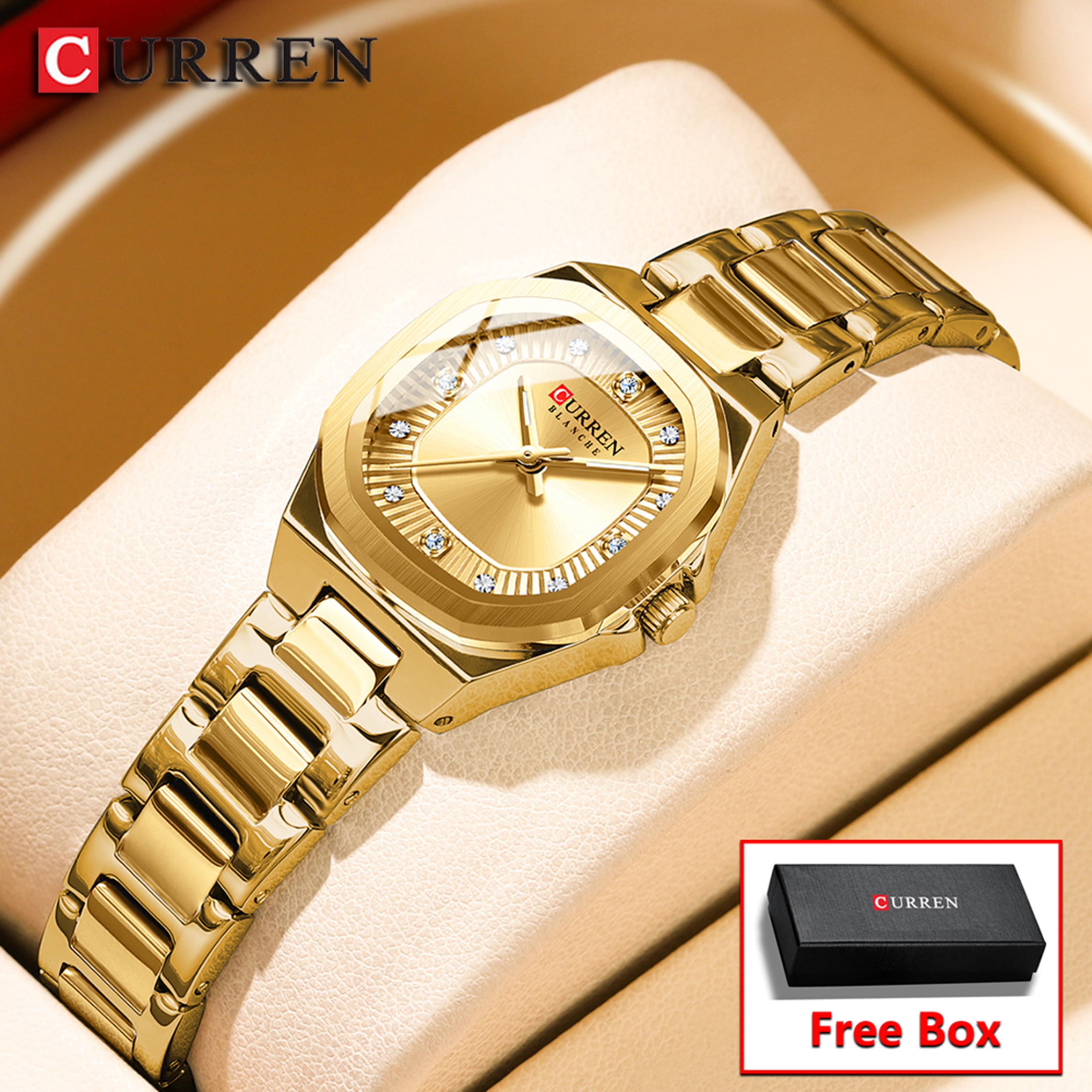 curren gold women watch diamond accents stainless steel