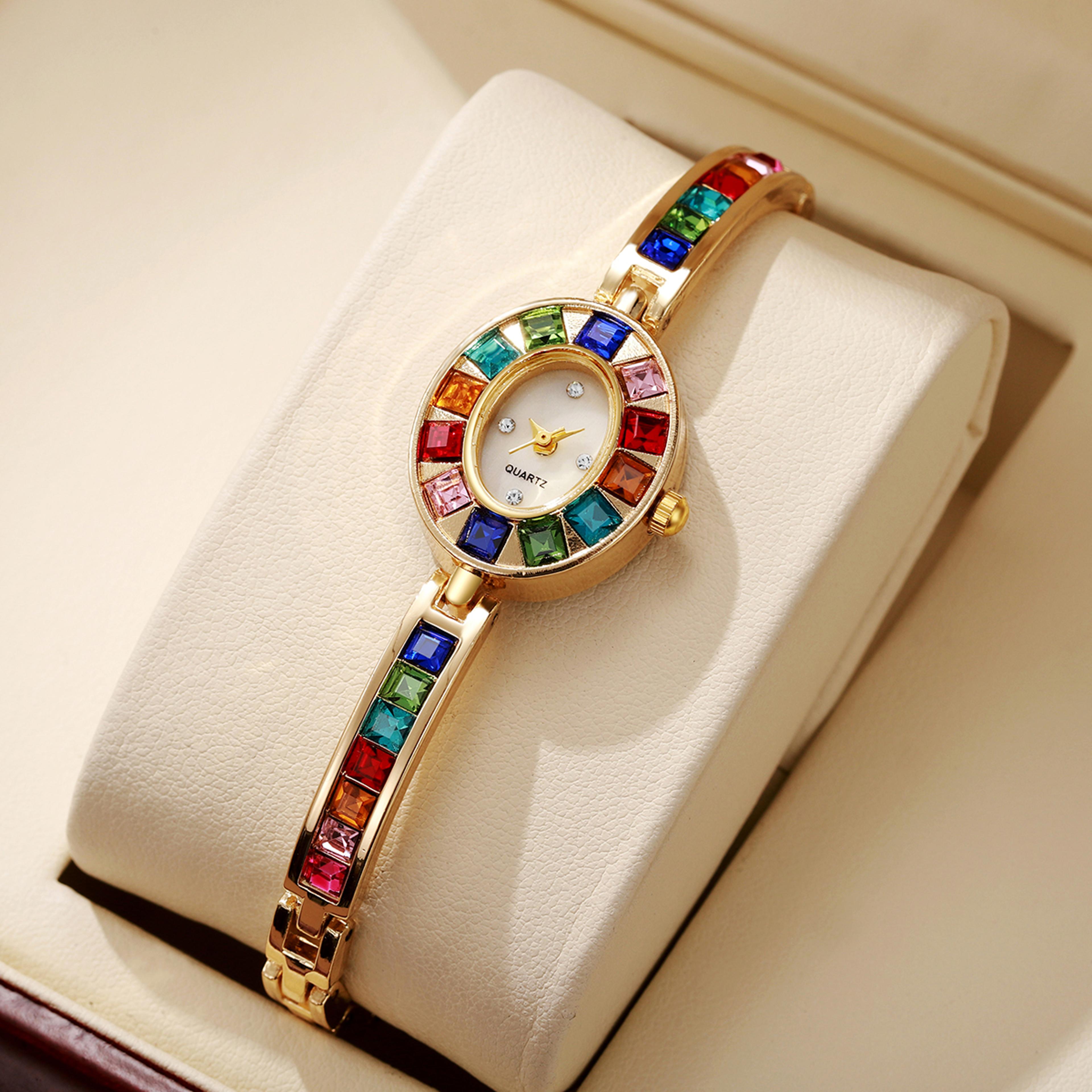 sparkling rhinestone women watches and elegant bracelet band timepiece