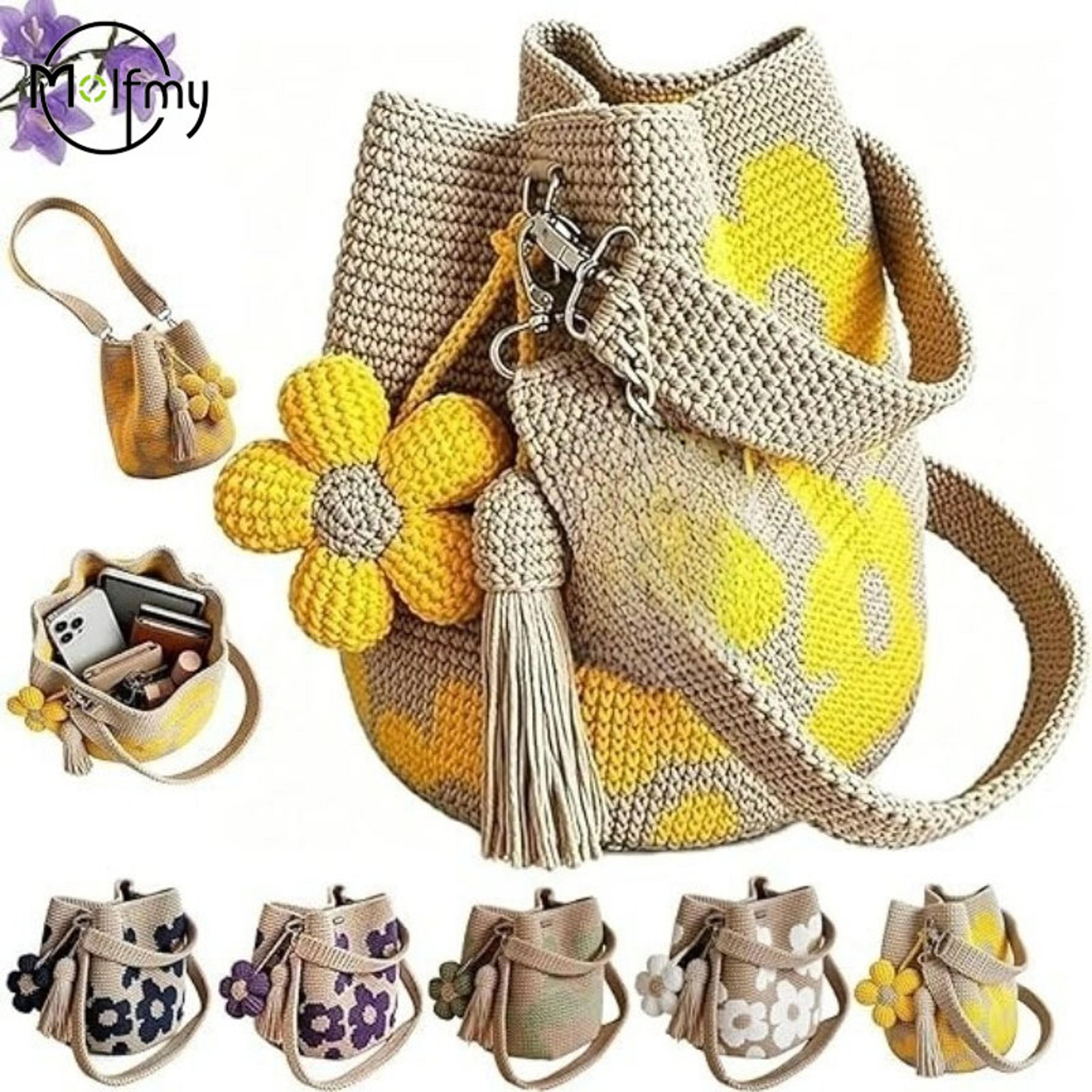aria floral crochet tote bag