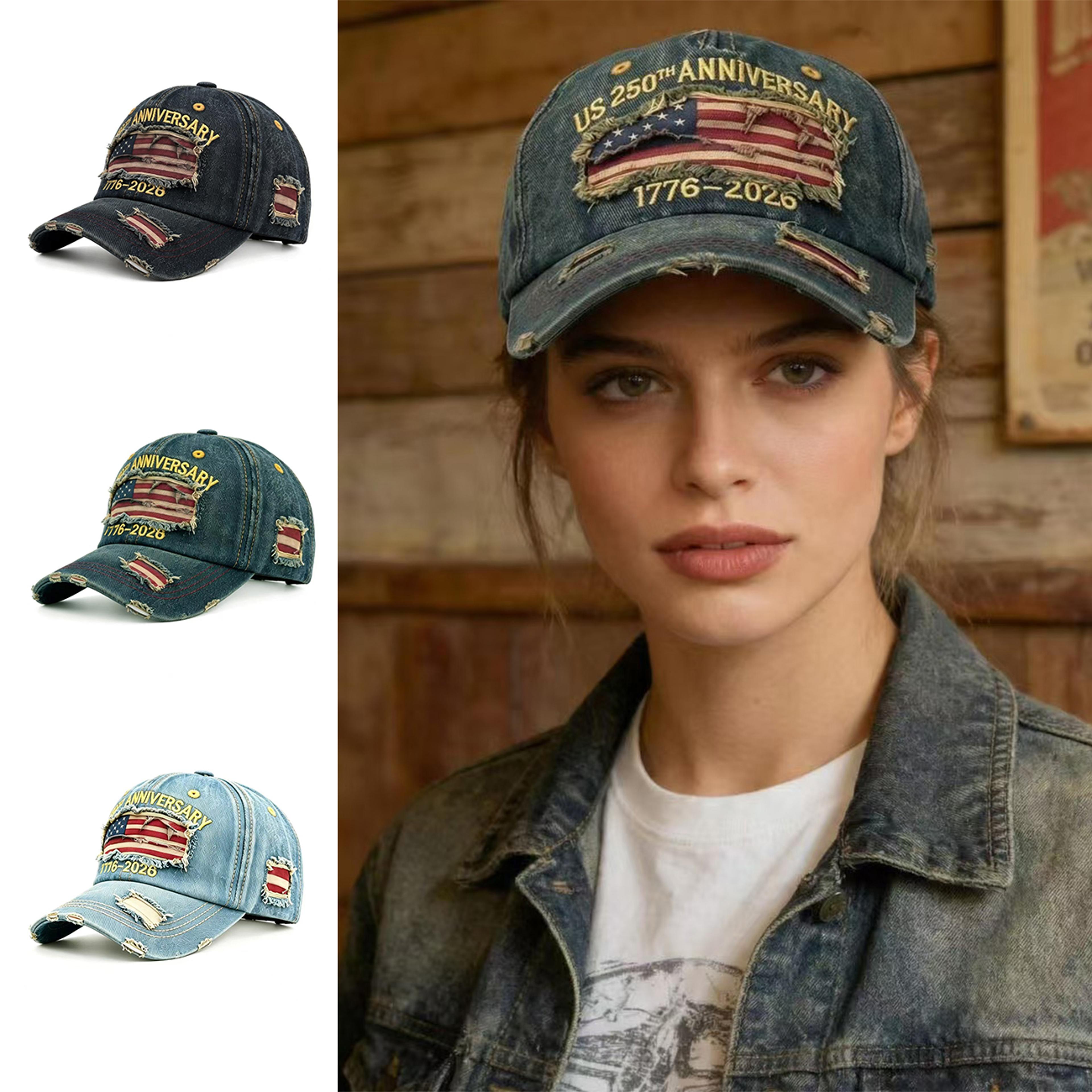 anniversary denim american flag baseball cap