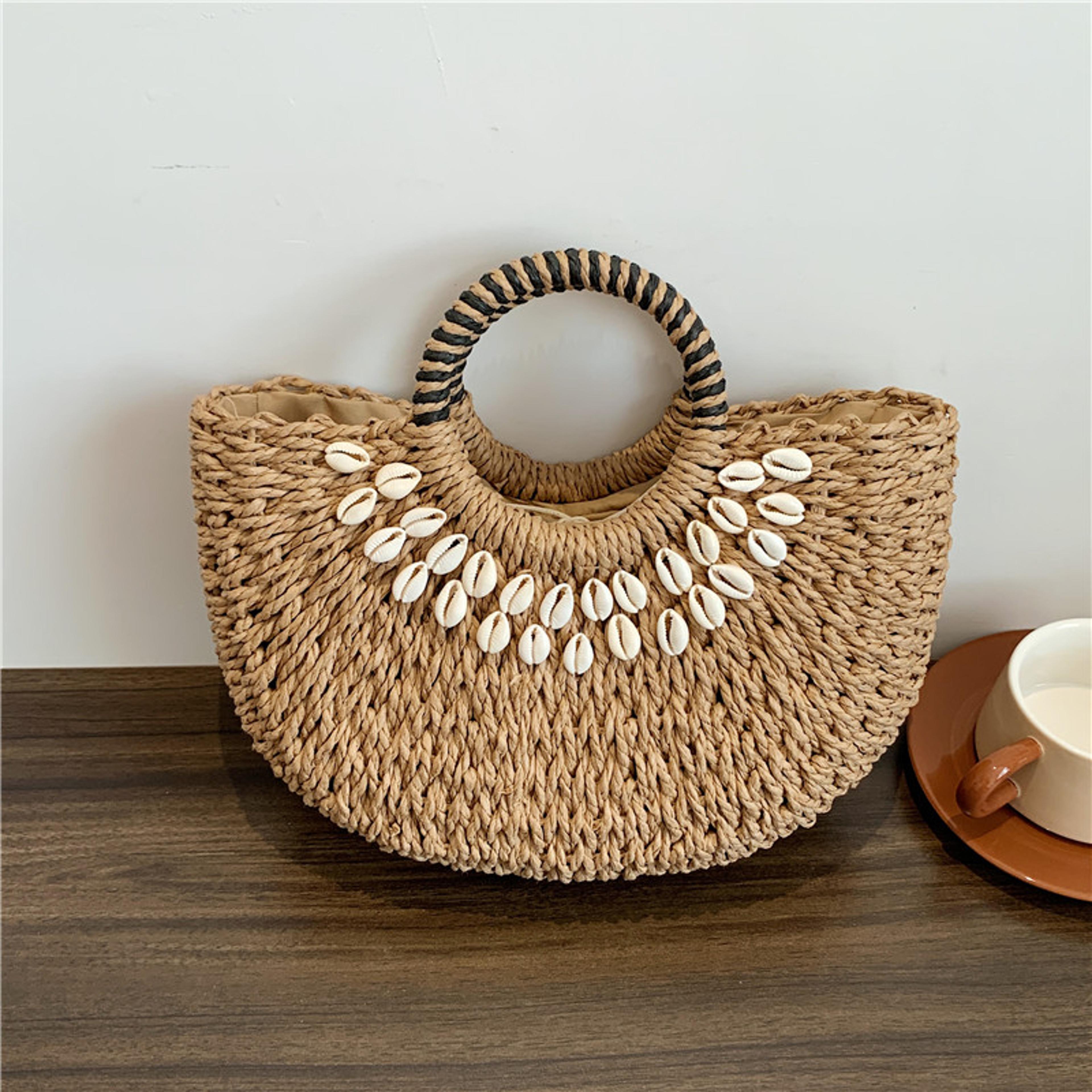 woven straw handbag for women chic designer summer tote