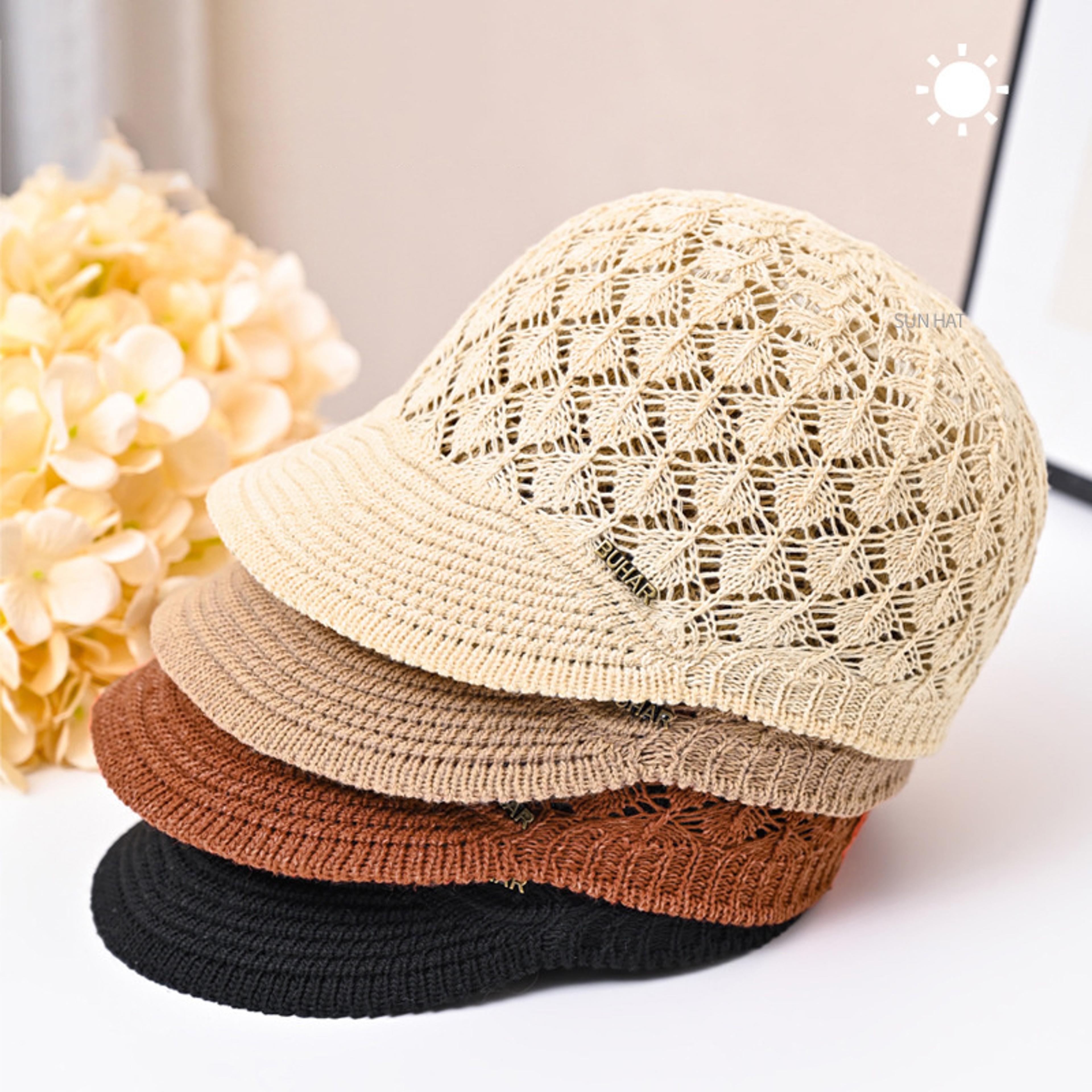 women summer hollow peaked cap and beach bucket hat