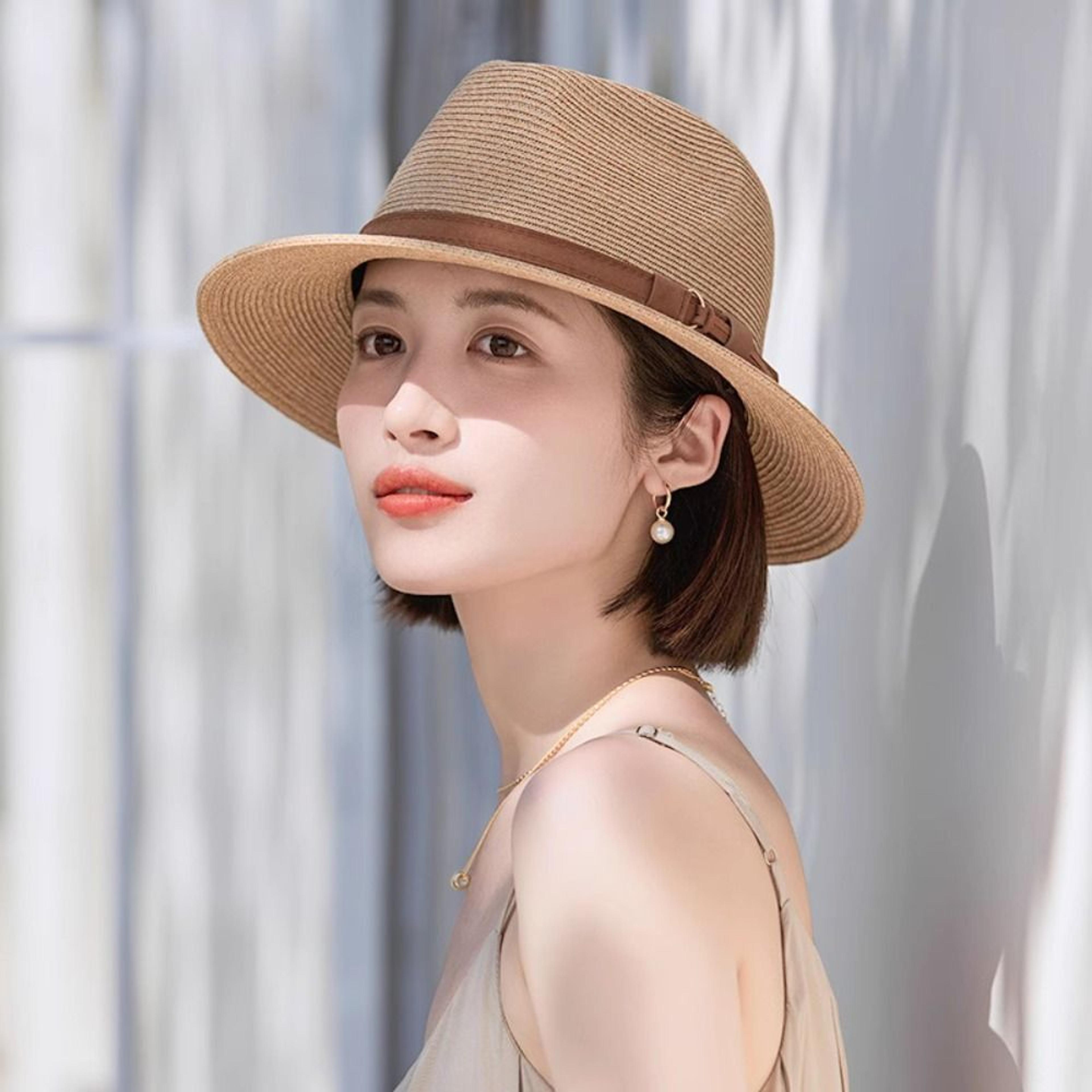 woven straw sun hat for women wide brim beach panama hat