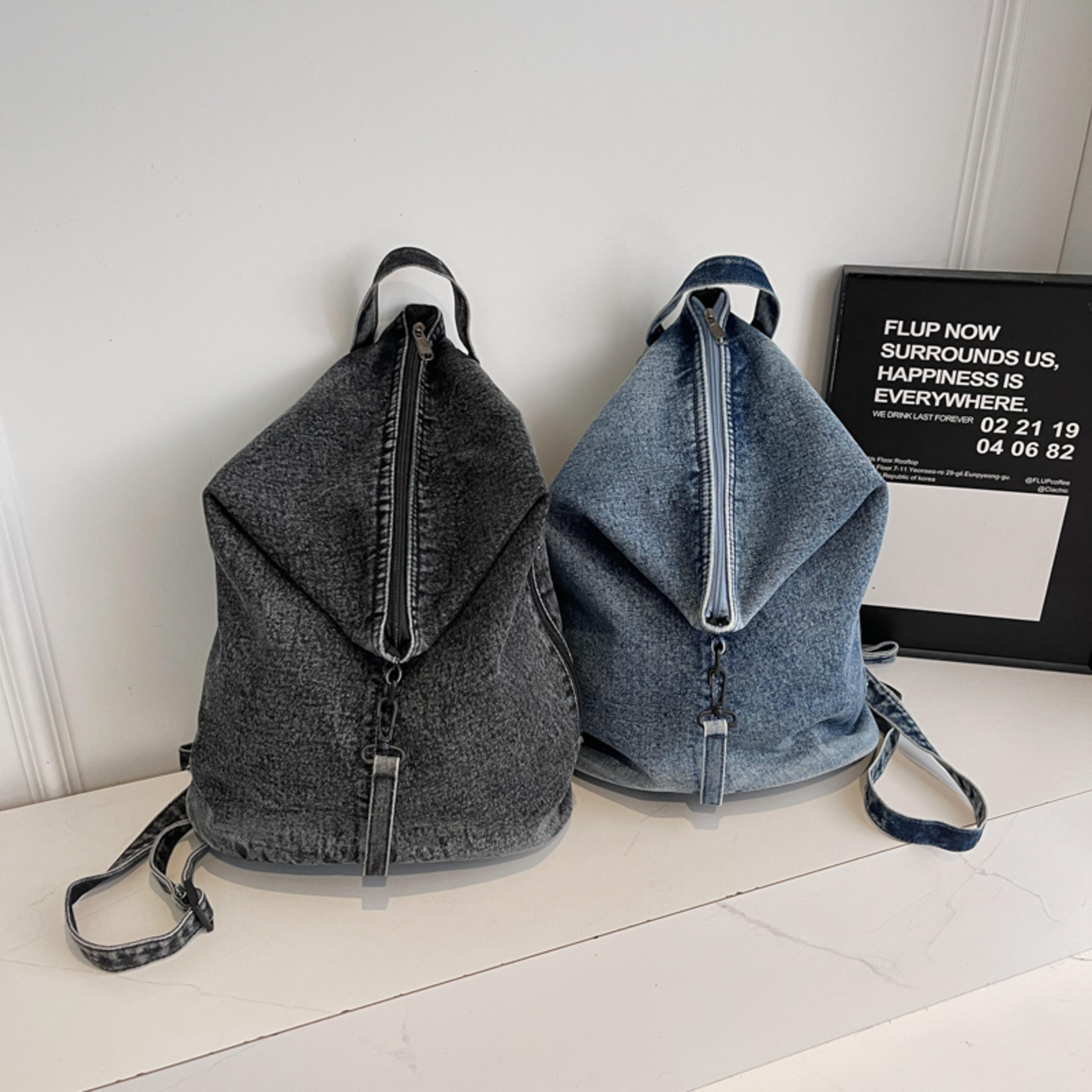 denim backpack for women retro large capacity casual daypack