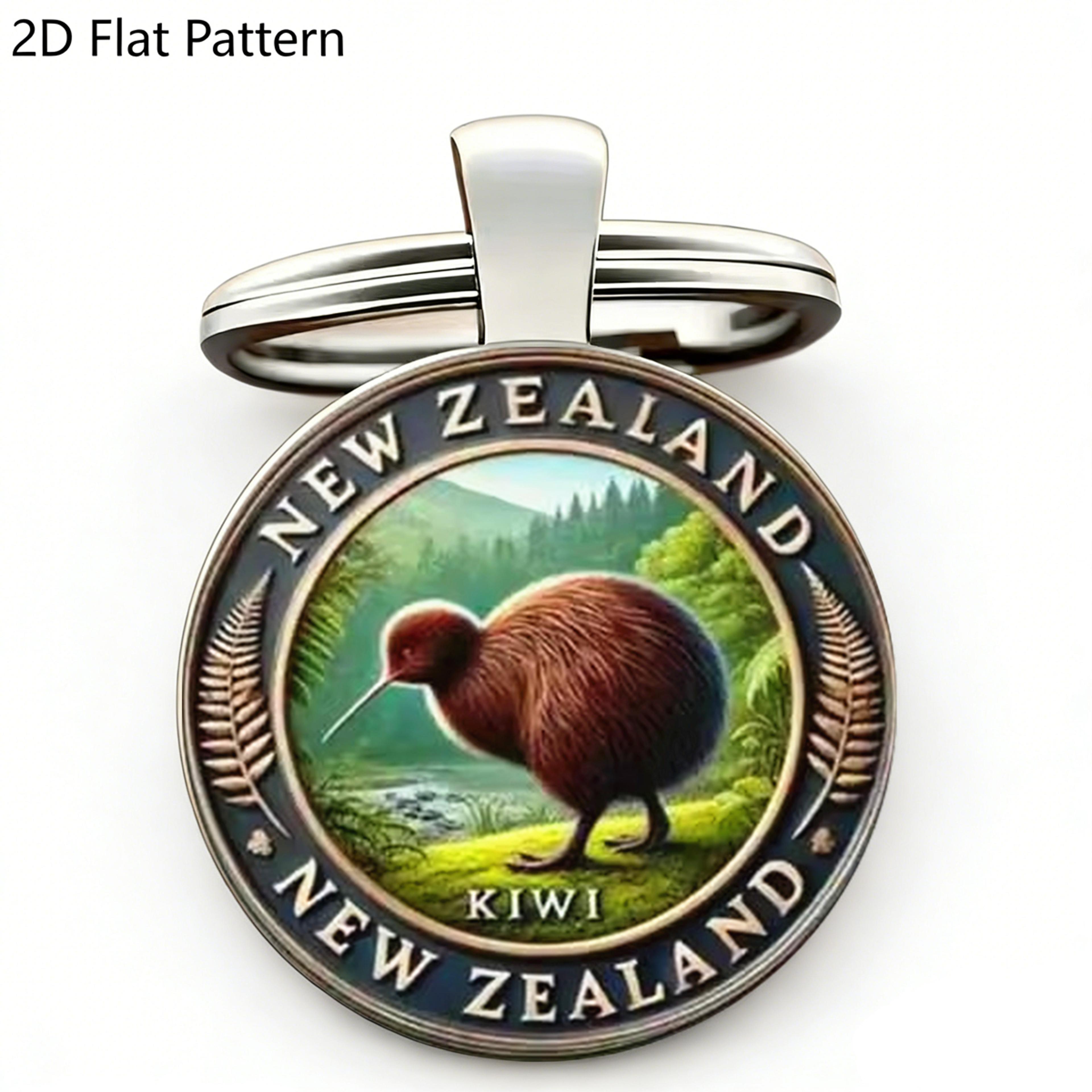 new zealand kiwi bird keychain vintage glass dome keyring