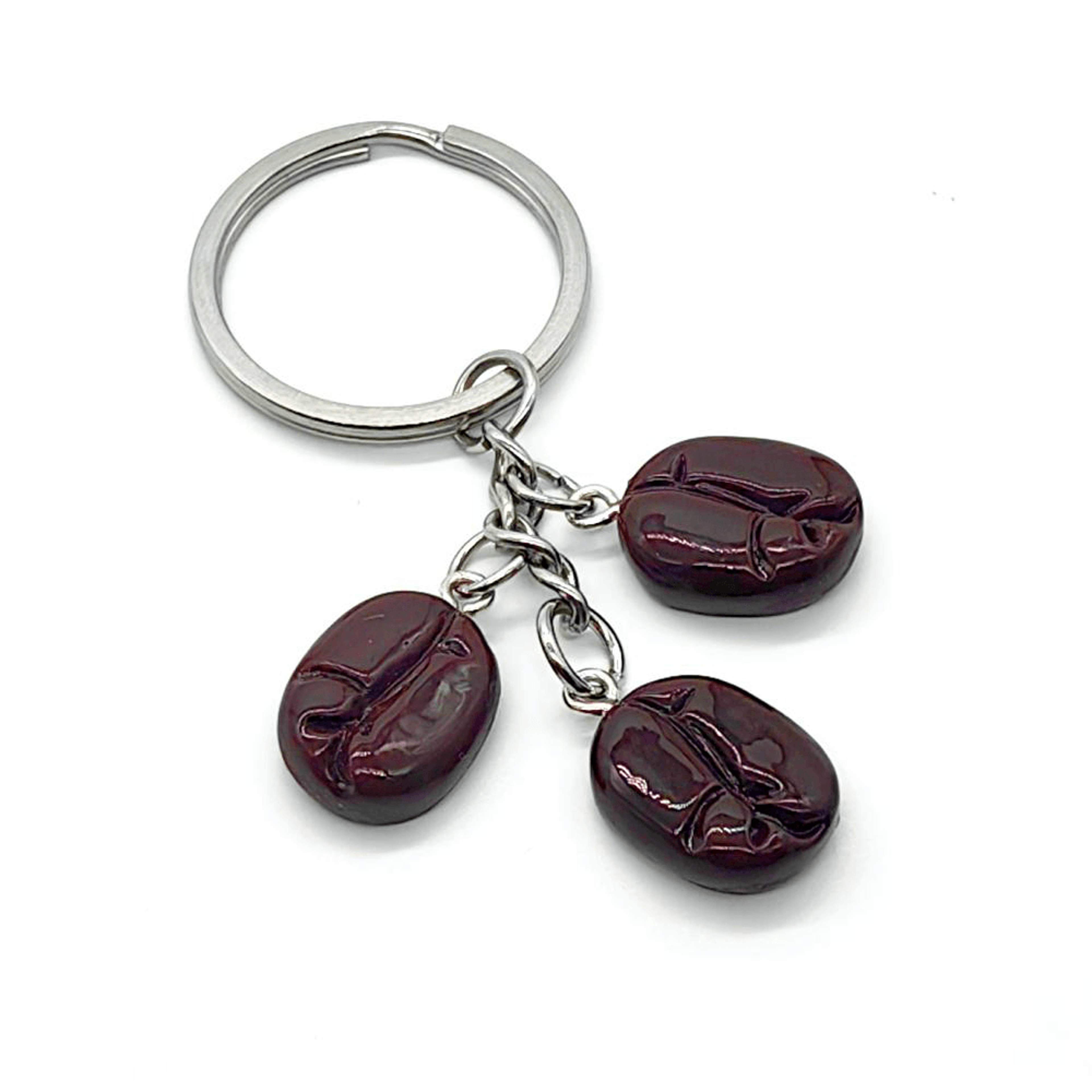 stainless steel coffee bean keychain for coffee lovers