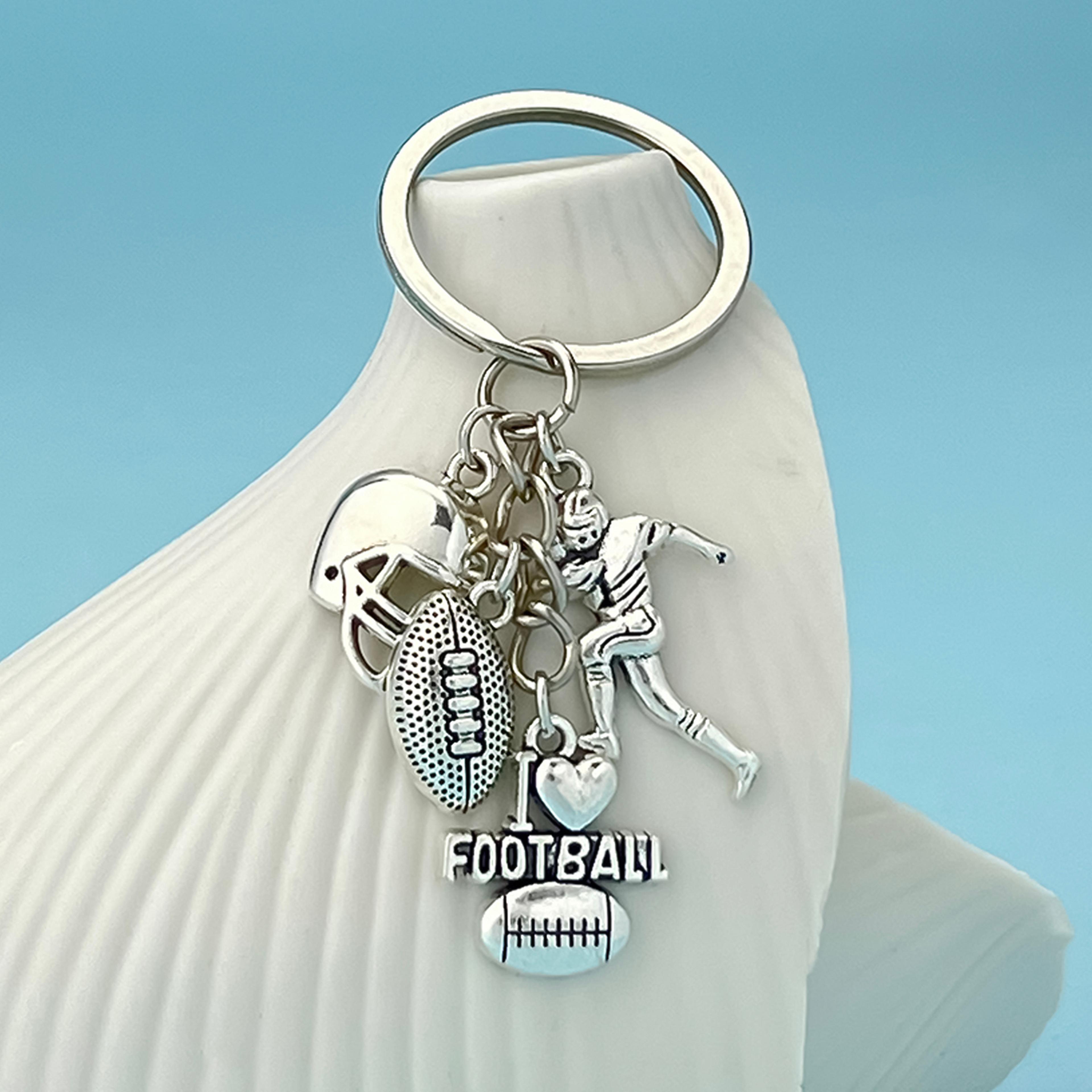 rugby alloy keychain sports metal key ring for backpacks and car keys