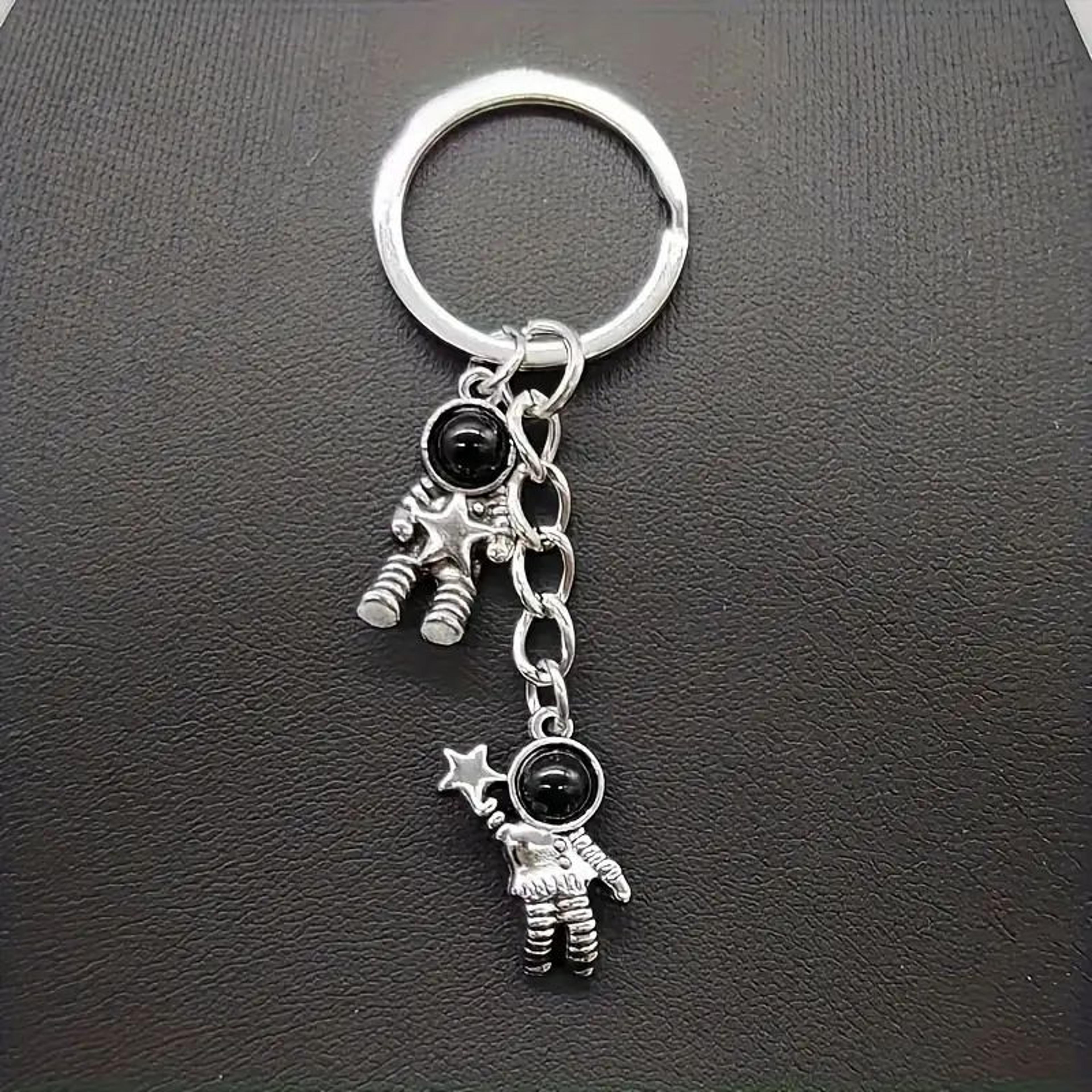 retro space travel metal astronaut keychain for men and backpacks
