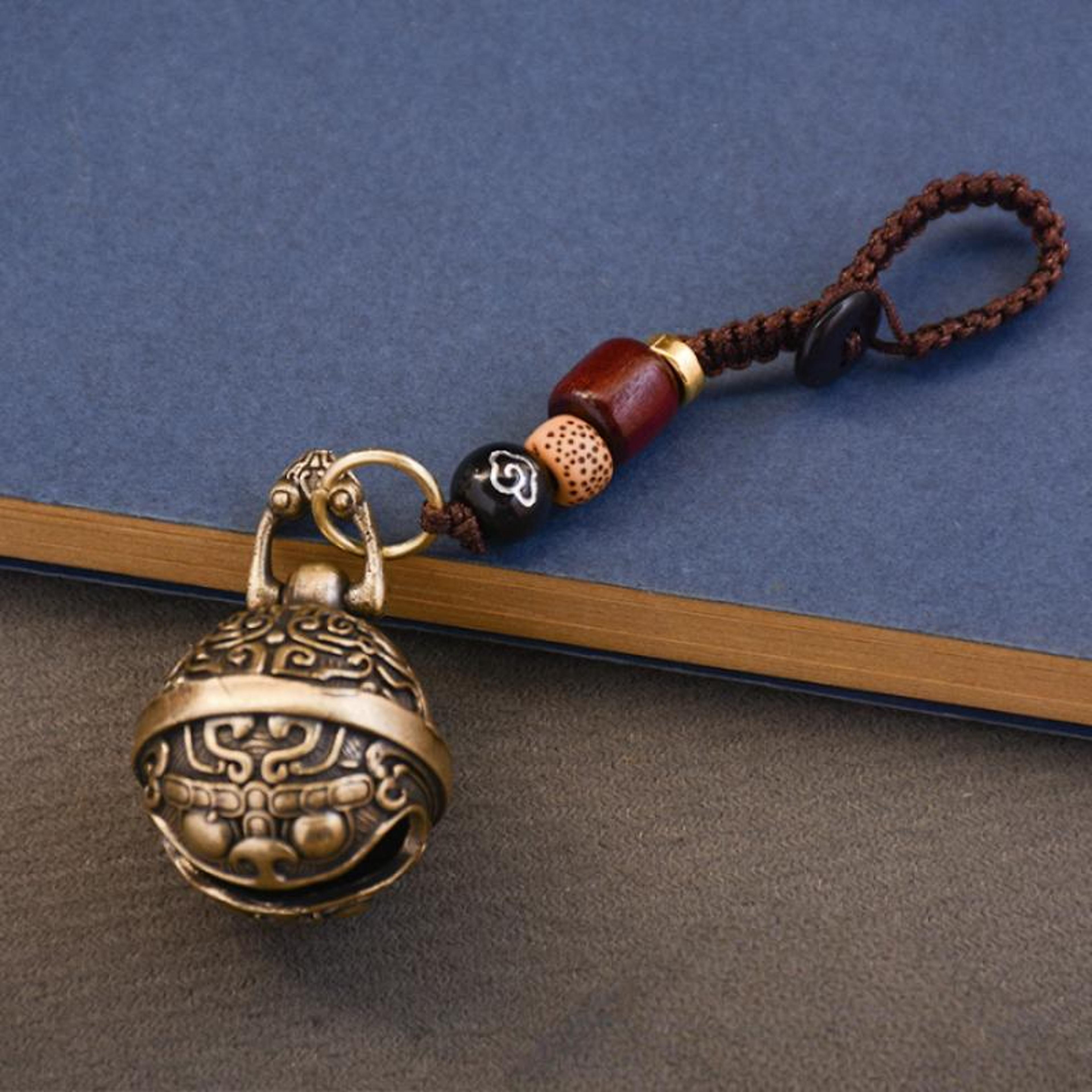 retro alloy bell keychain wind chime key ring