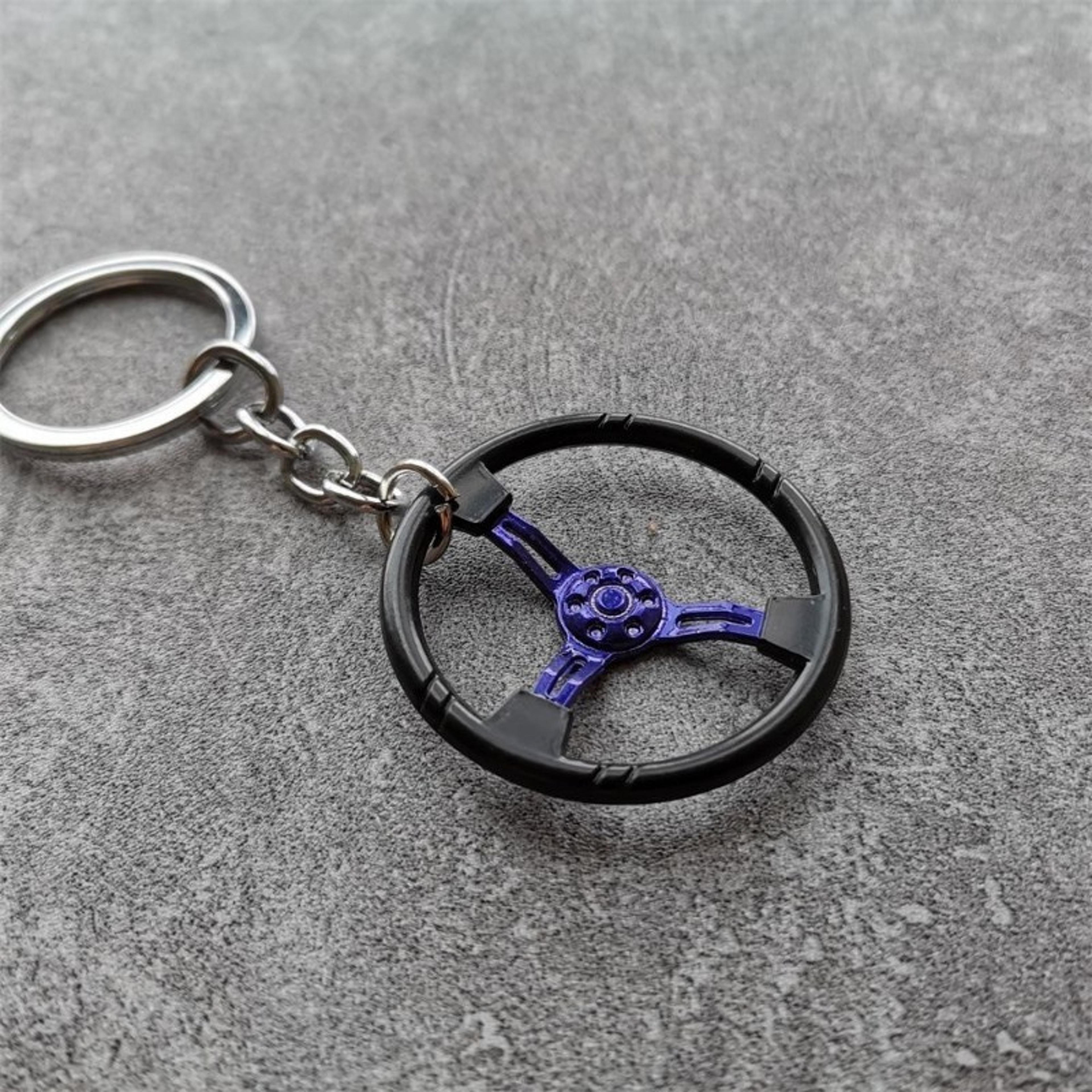 metal racing steering wheel keychain simulation car key pendant