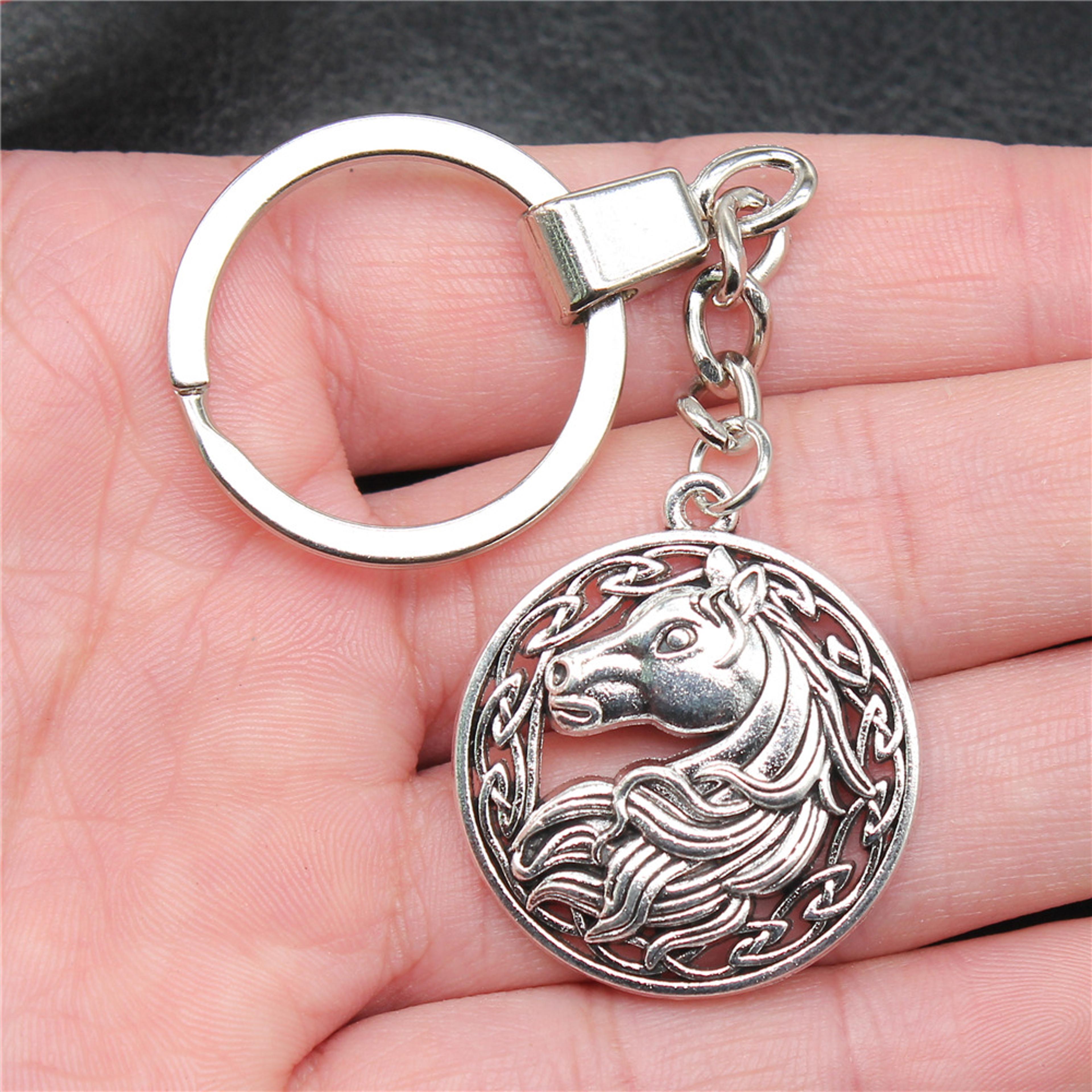 handmade vintage horse keychain antique silver equestrian keyring
