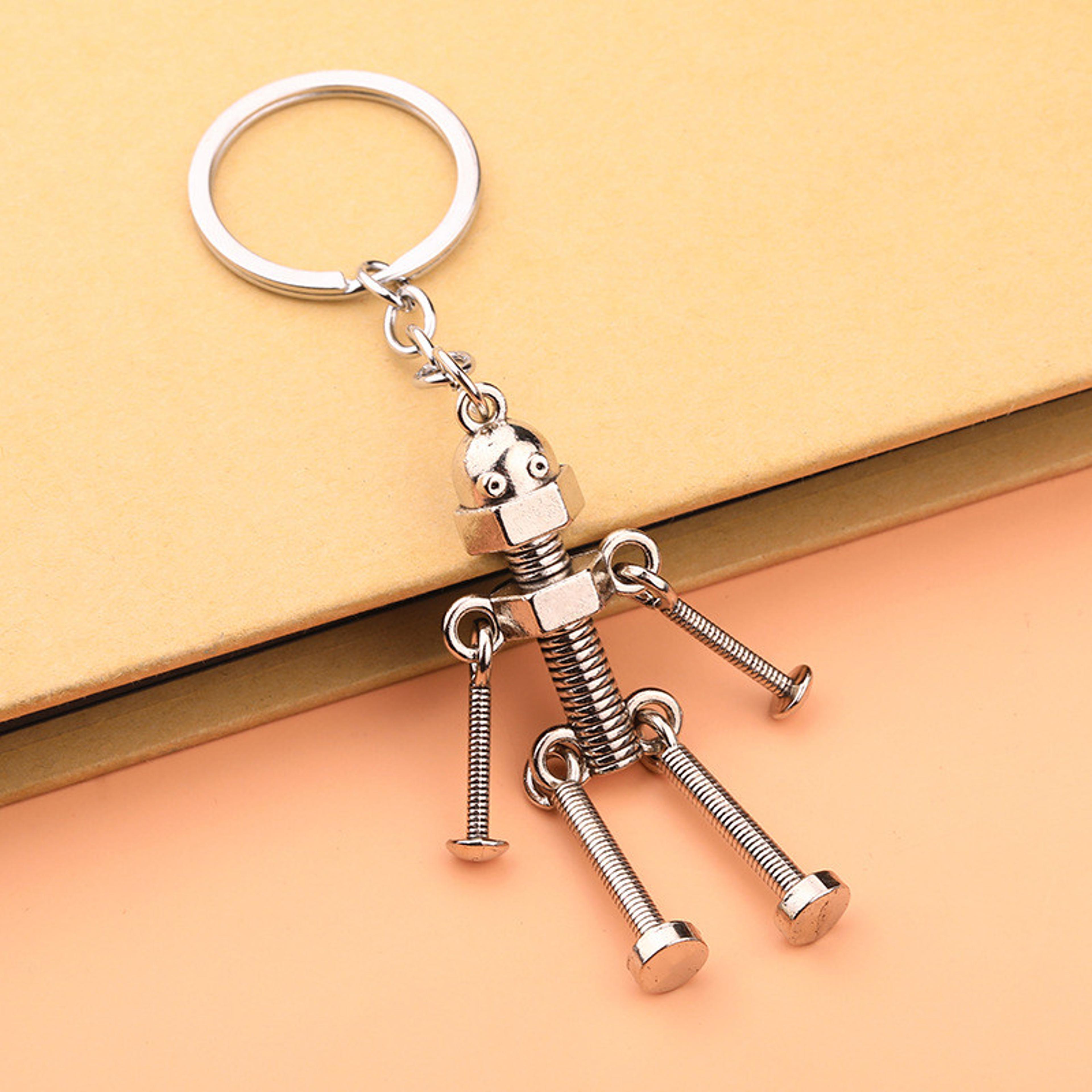 vintage robot keychain for car and keys