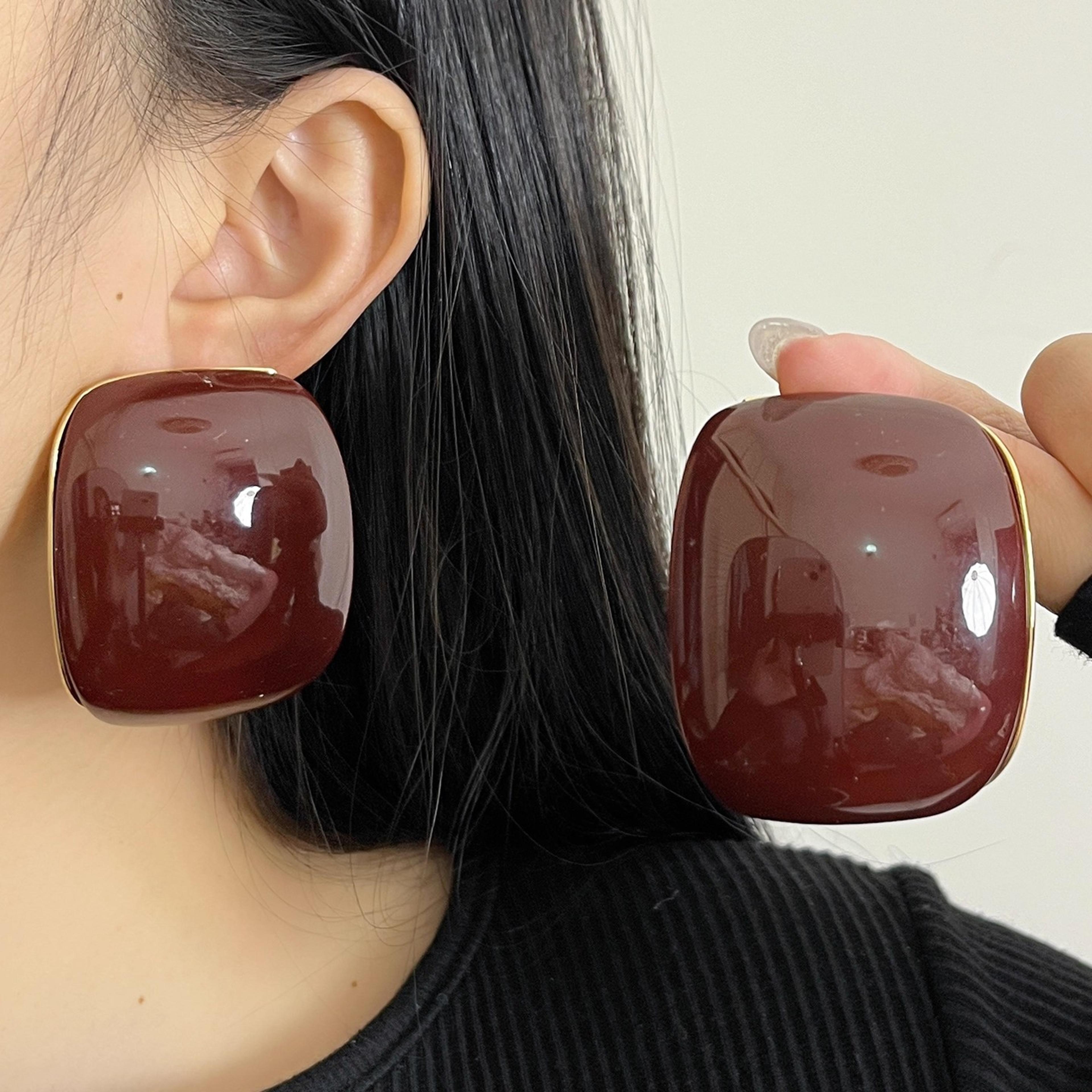 bold geometric resin earrings