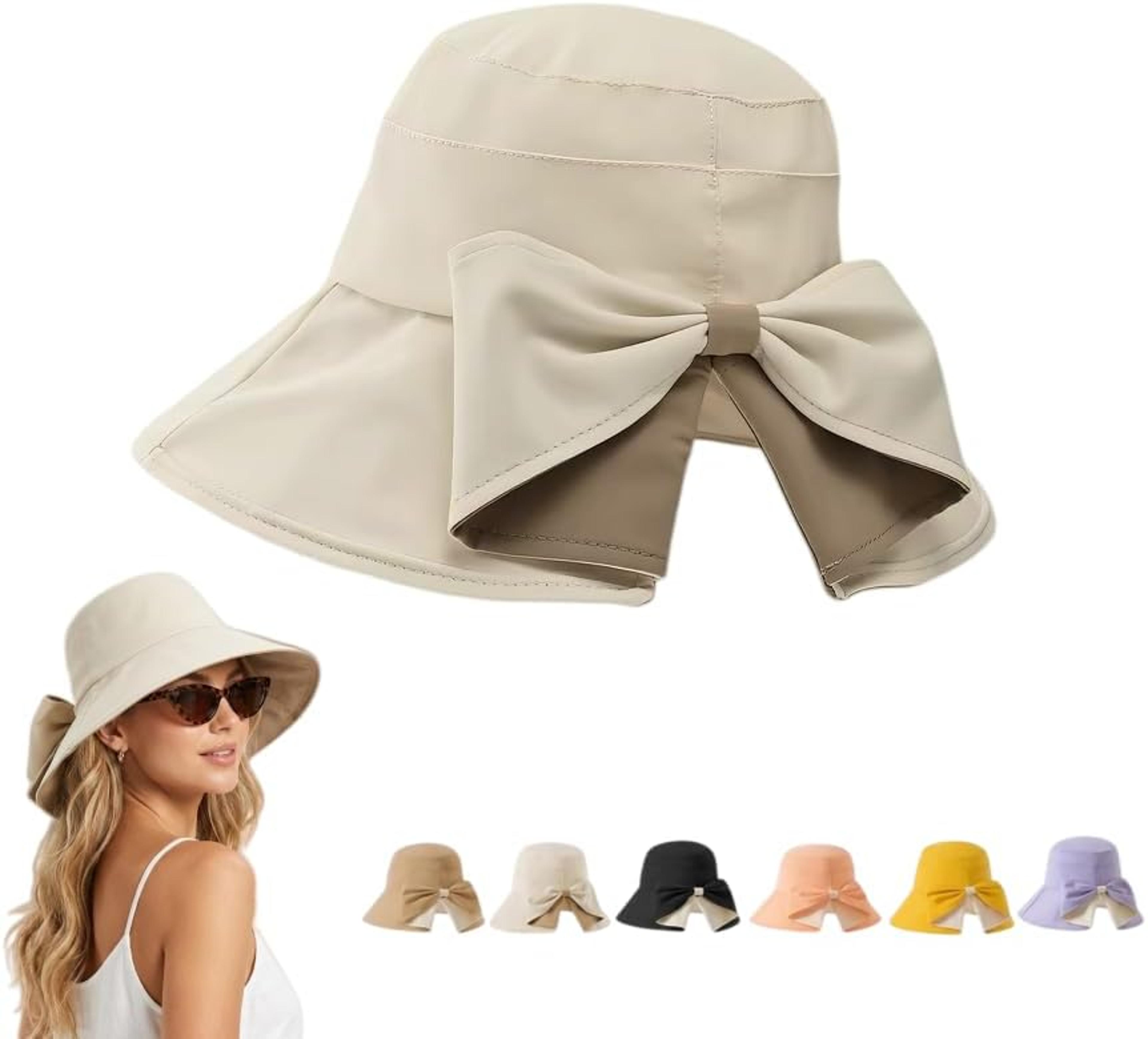 womens bowknot wide brim sun hat foldable uv protection beach hat