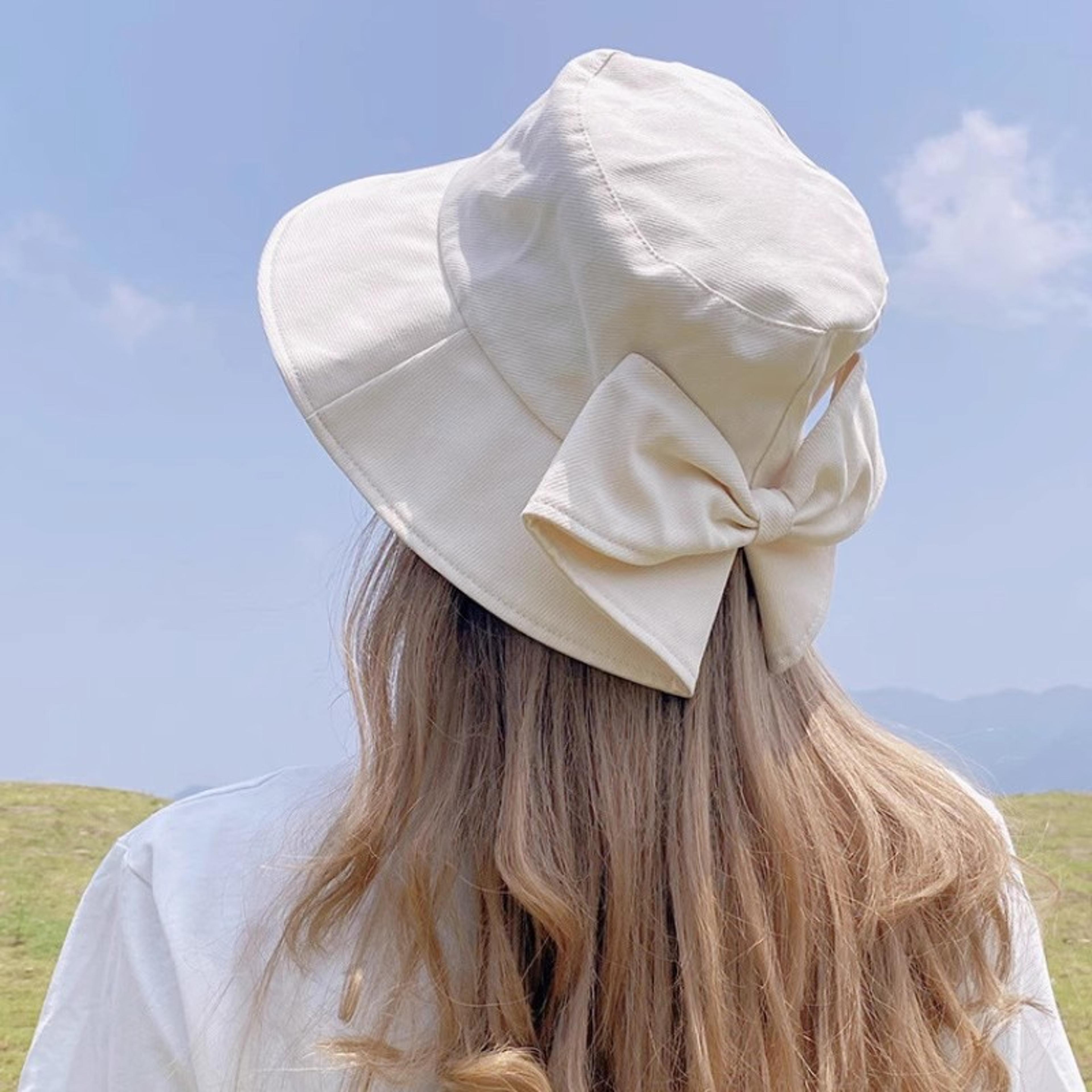 japanese style bow bucket hat for women wide brim sun protection