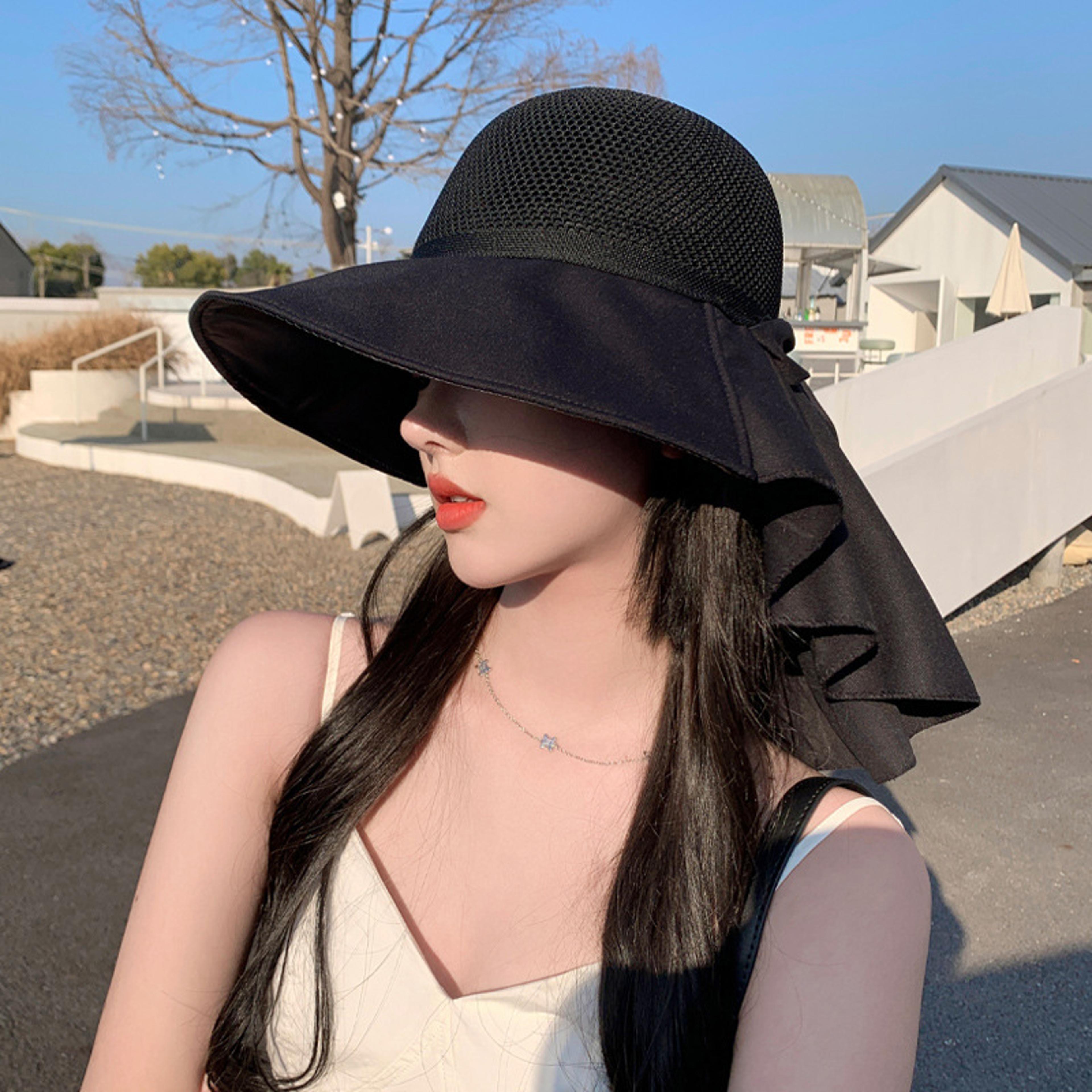 women summer sun protection hat with neck flap