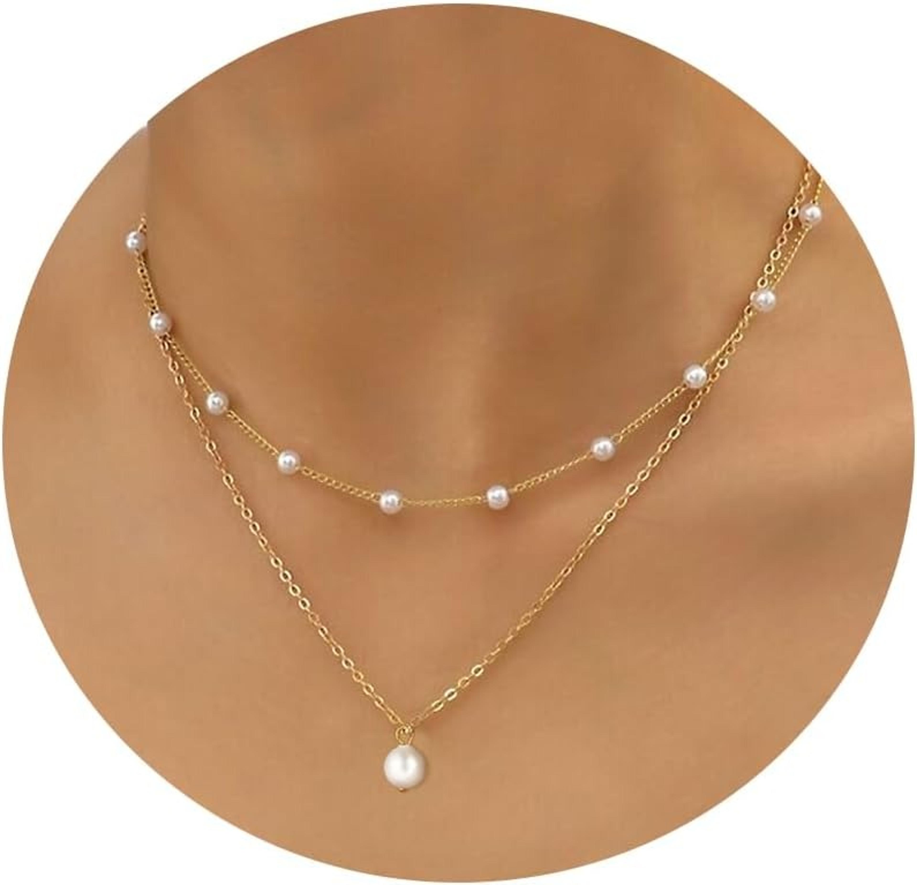 radiant layered gold pearl necklace