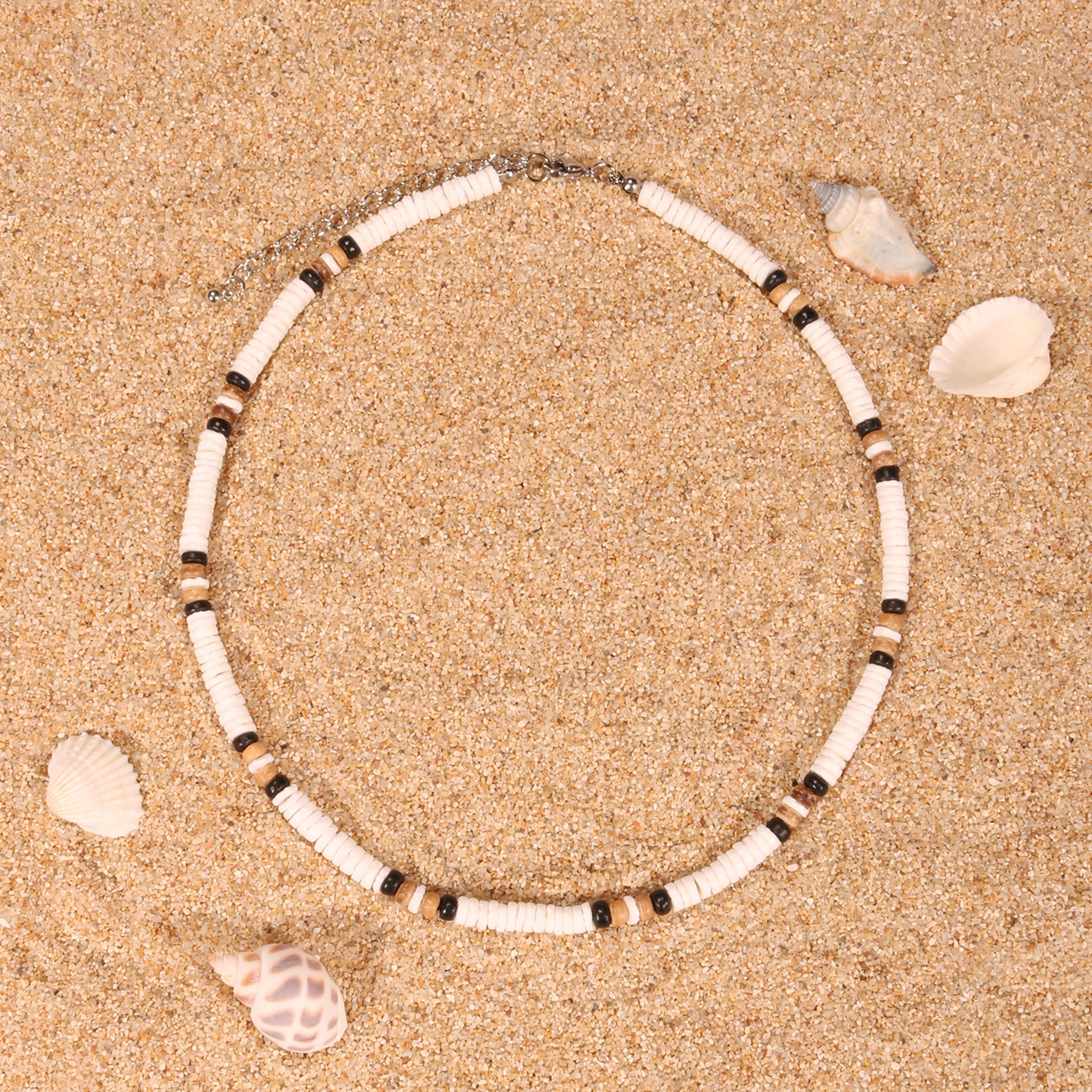 natural white shell surfer necklace bohemian shell beach necklace handmade summer jewelry