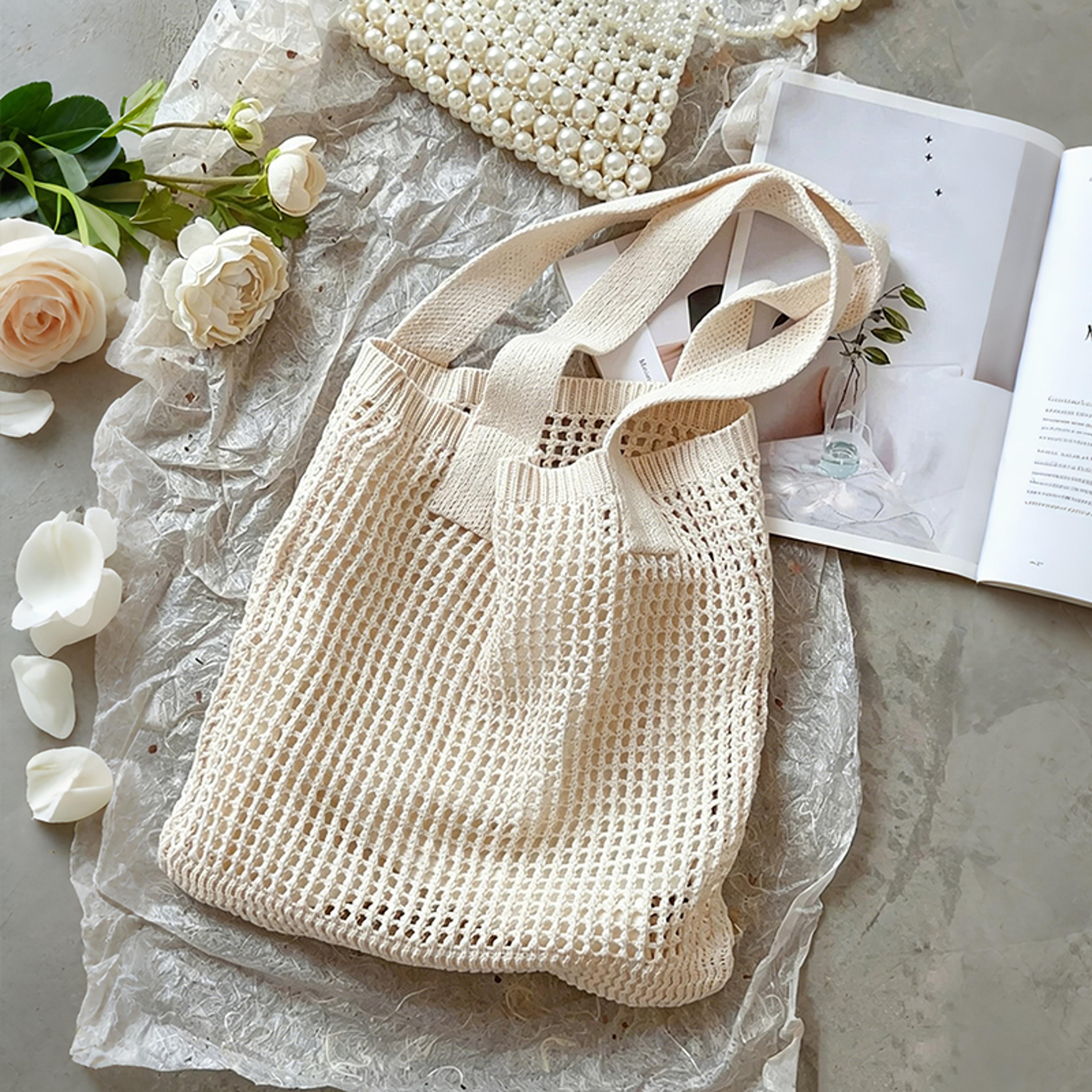 boho knit crochet tote bag