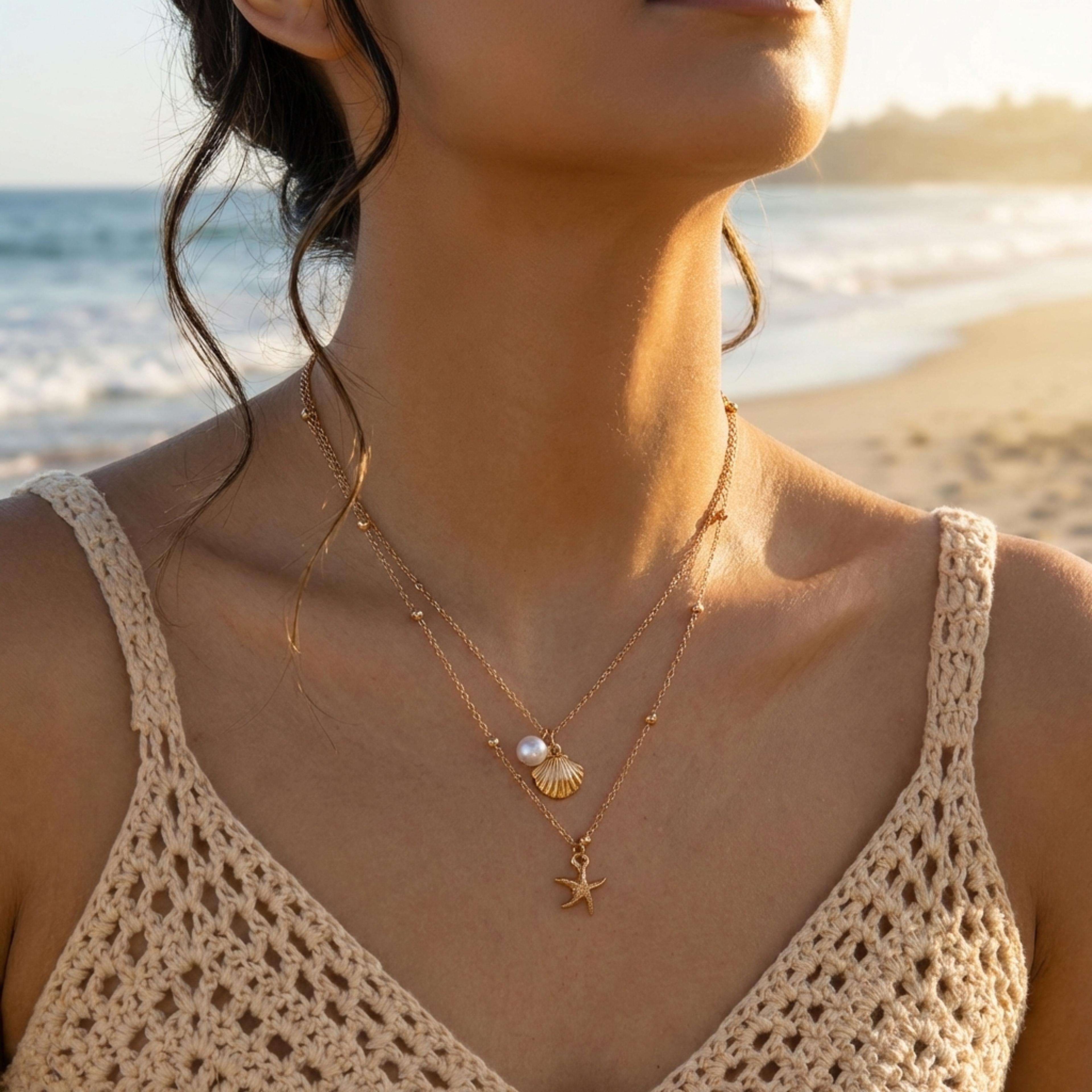 double layer starfish necklace