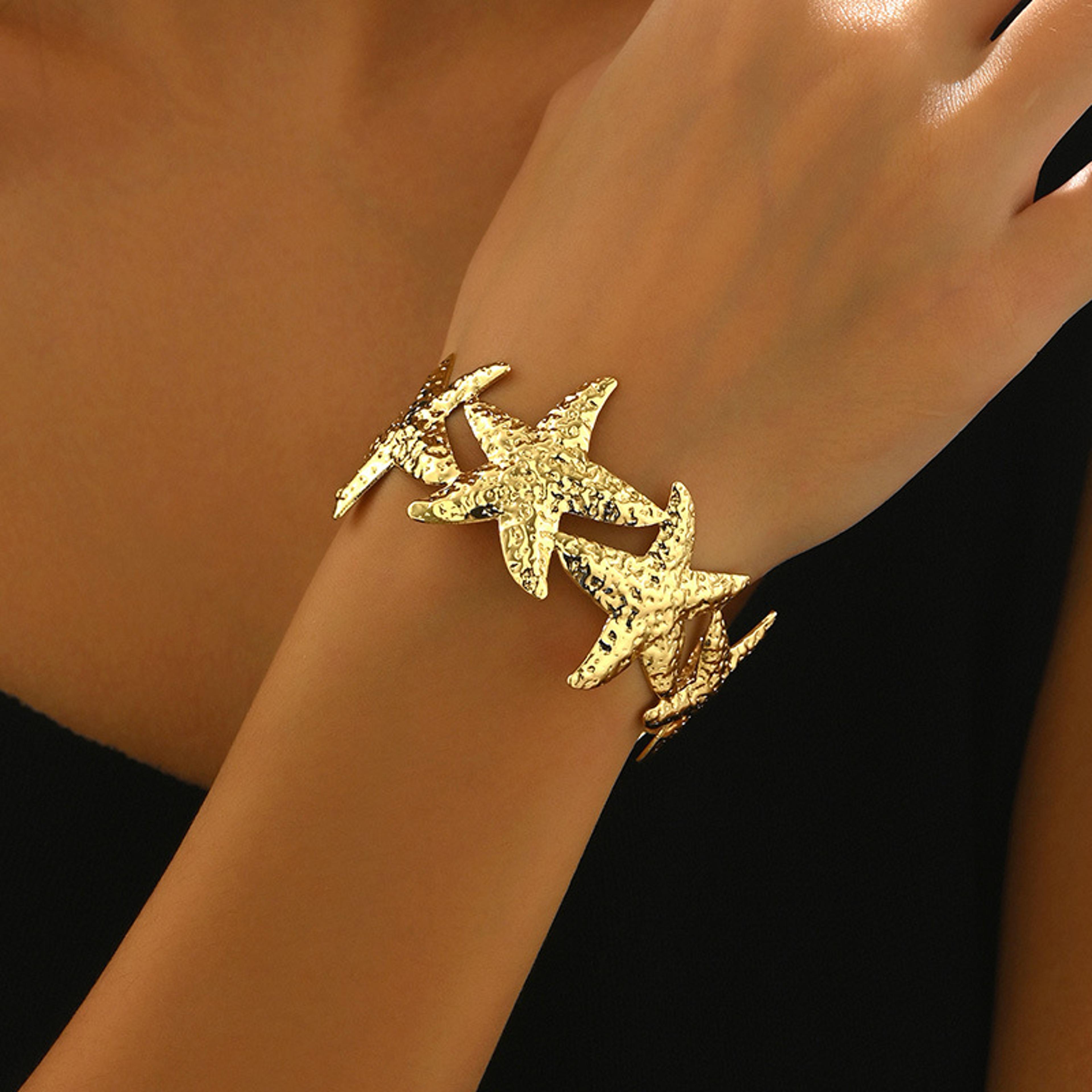 edgy starfish open cuff bracelet for women