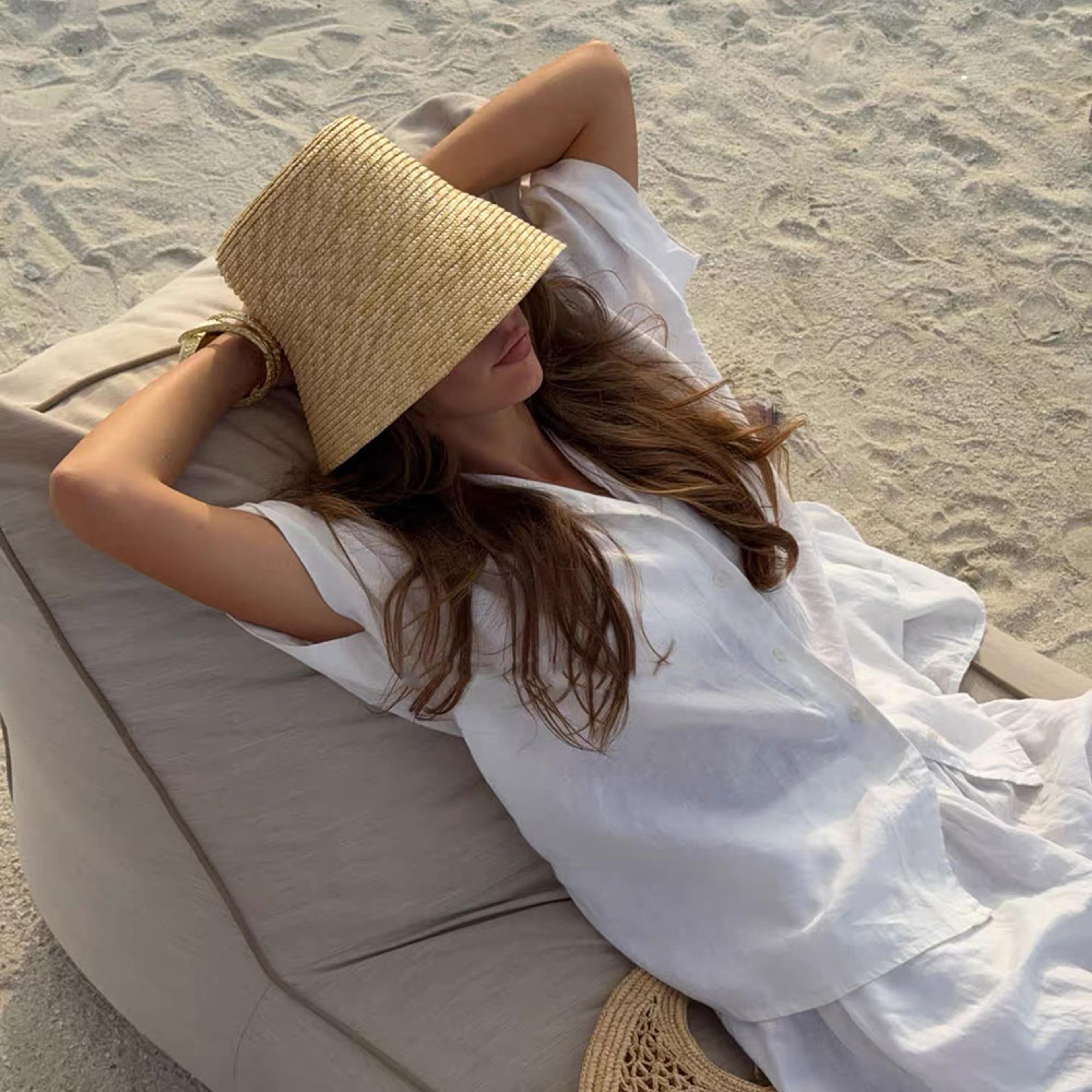 korean designer straw bucket hat