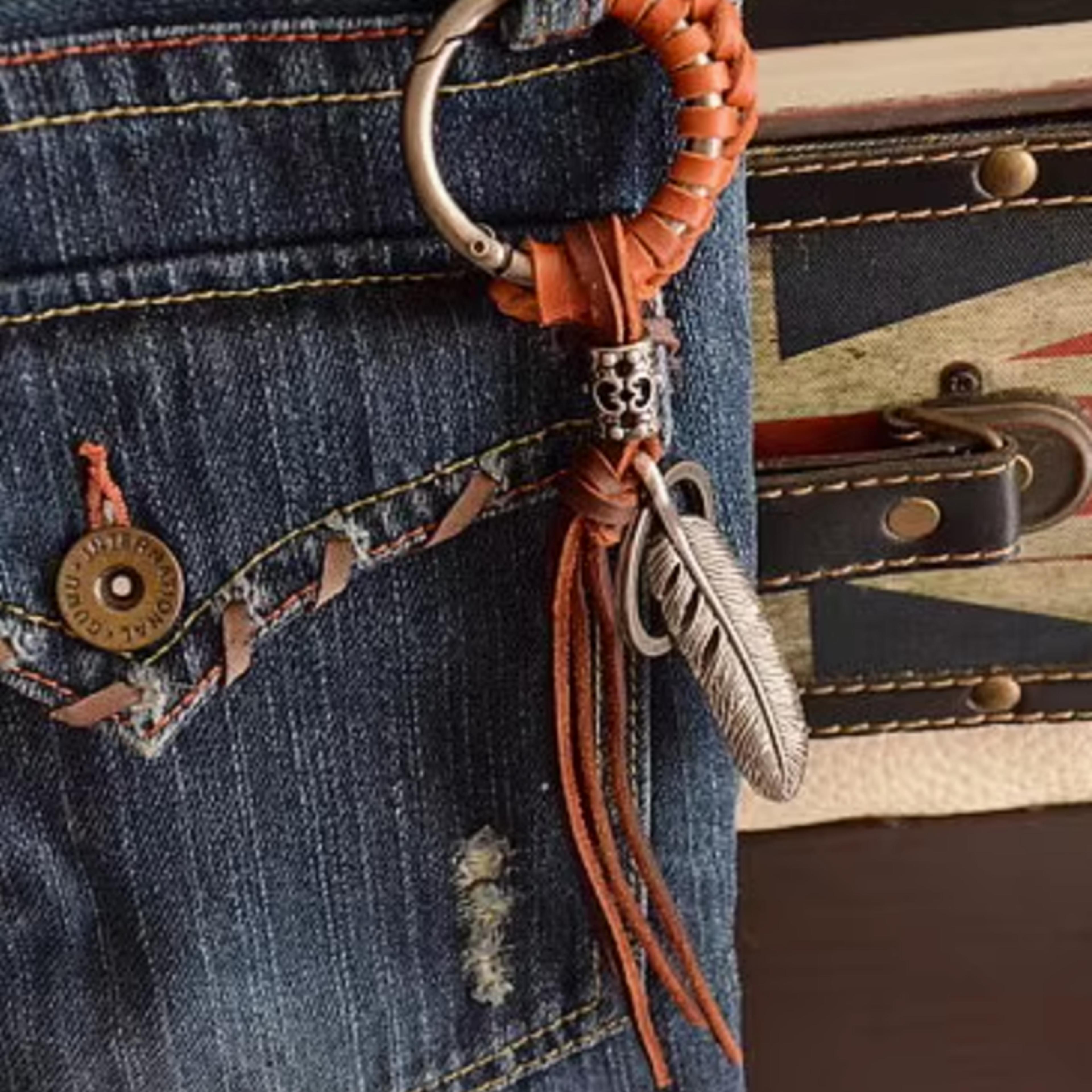 fashion leather tassel keychain for women and men bag charm