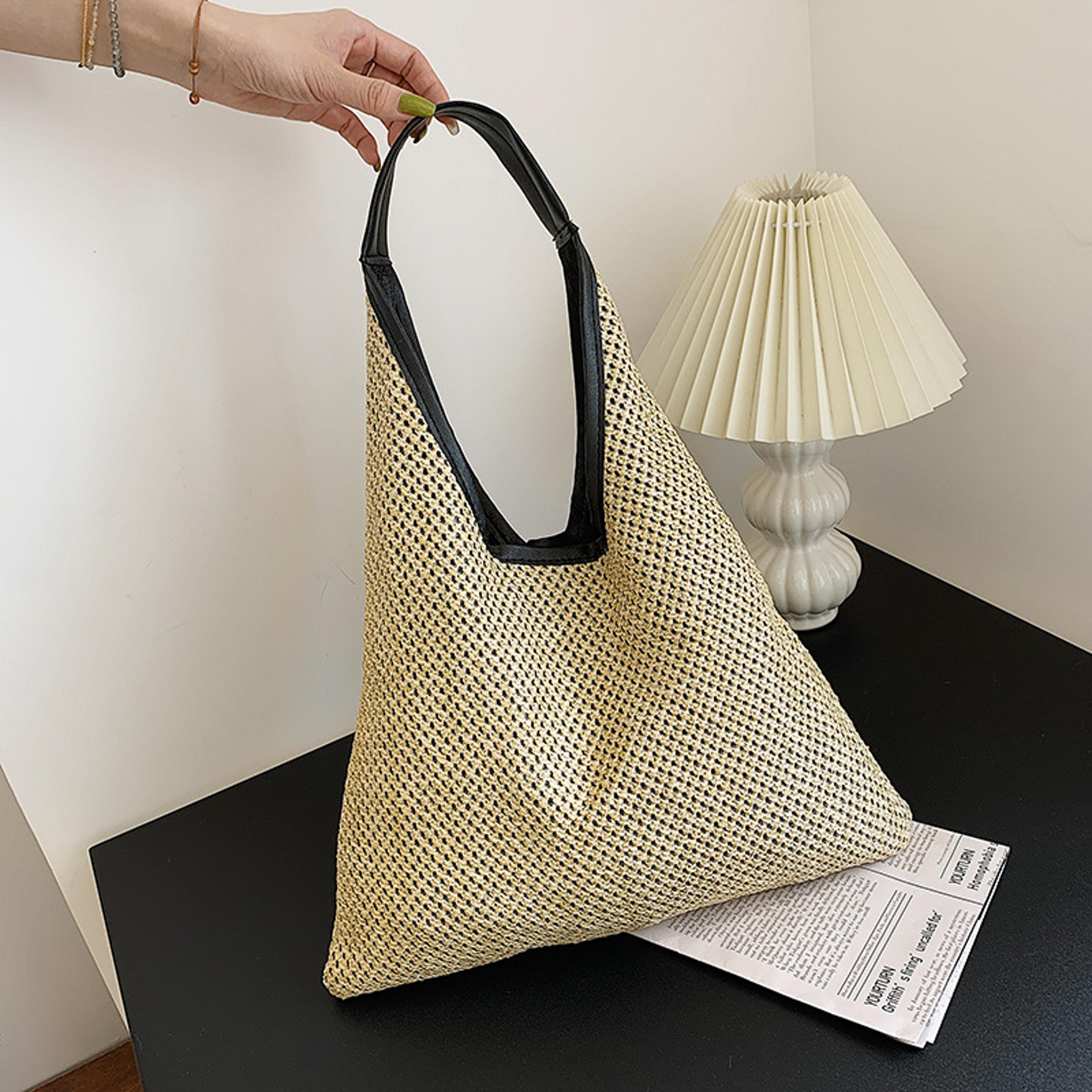 woven straw beach bag rattan shoulder handbag