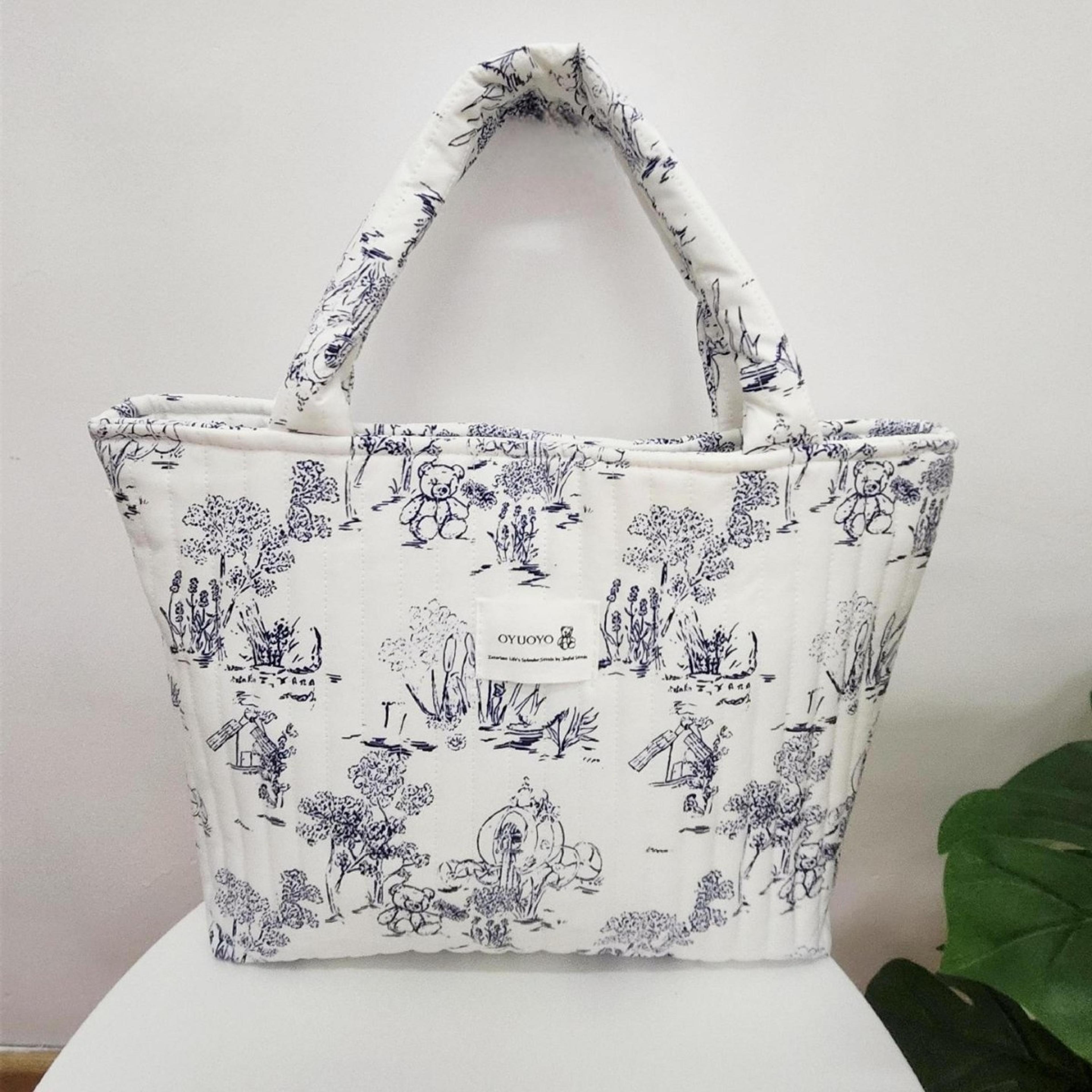 vintage bear print diaper bag and large capacity mom tote