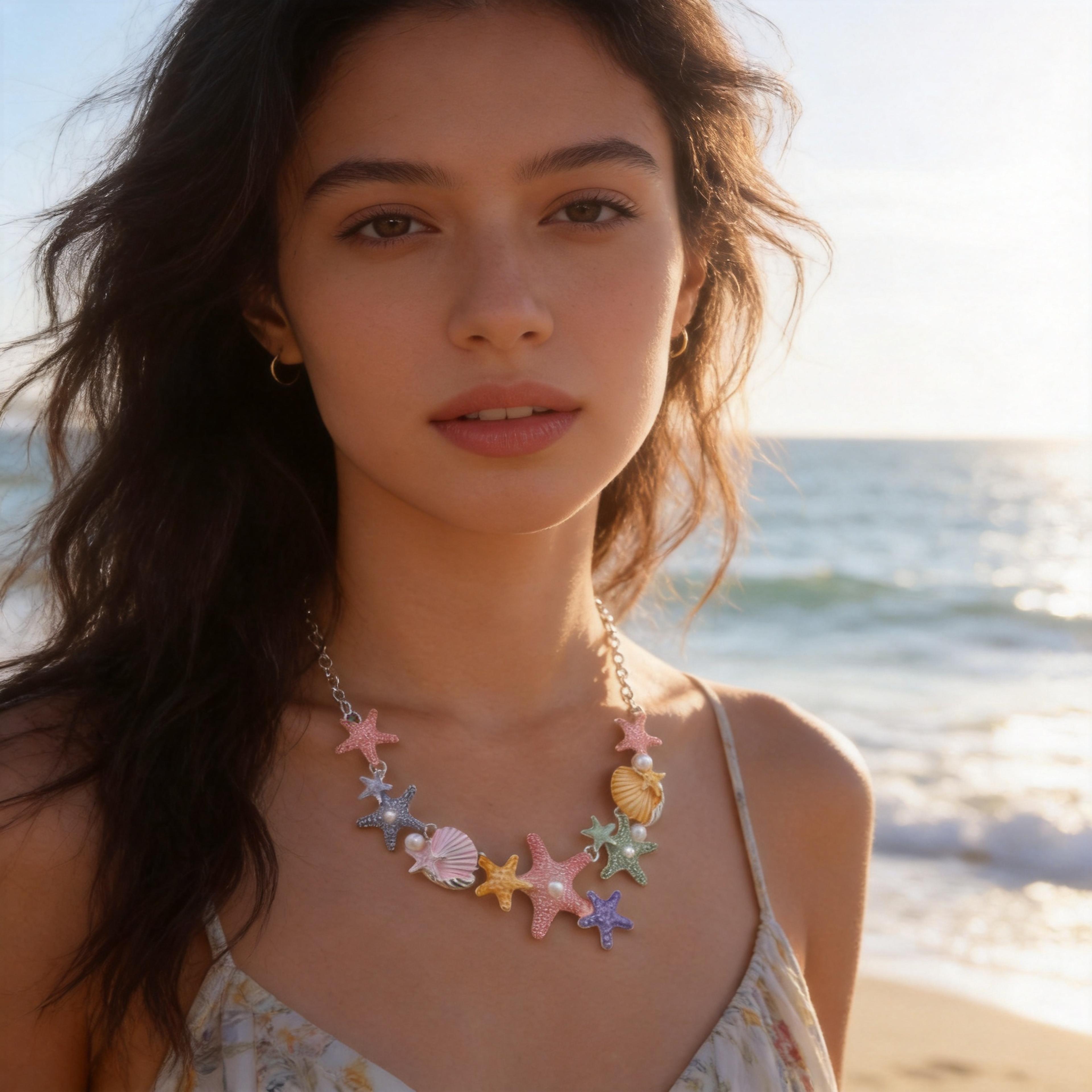 macaron shell starfish necklace summer beach jewelry