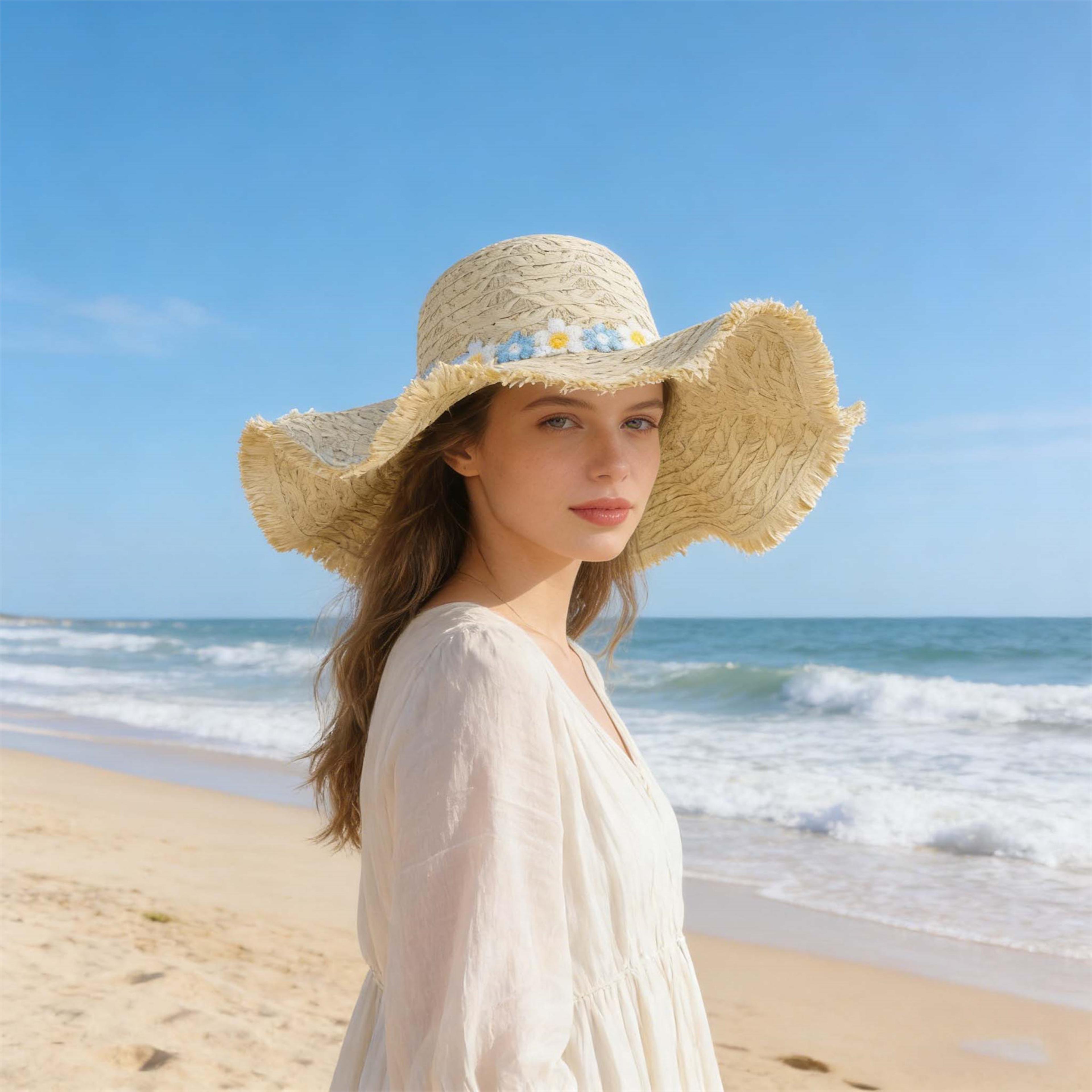 womens wide brim sun hat and foldable travel beach hat
