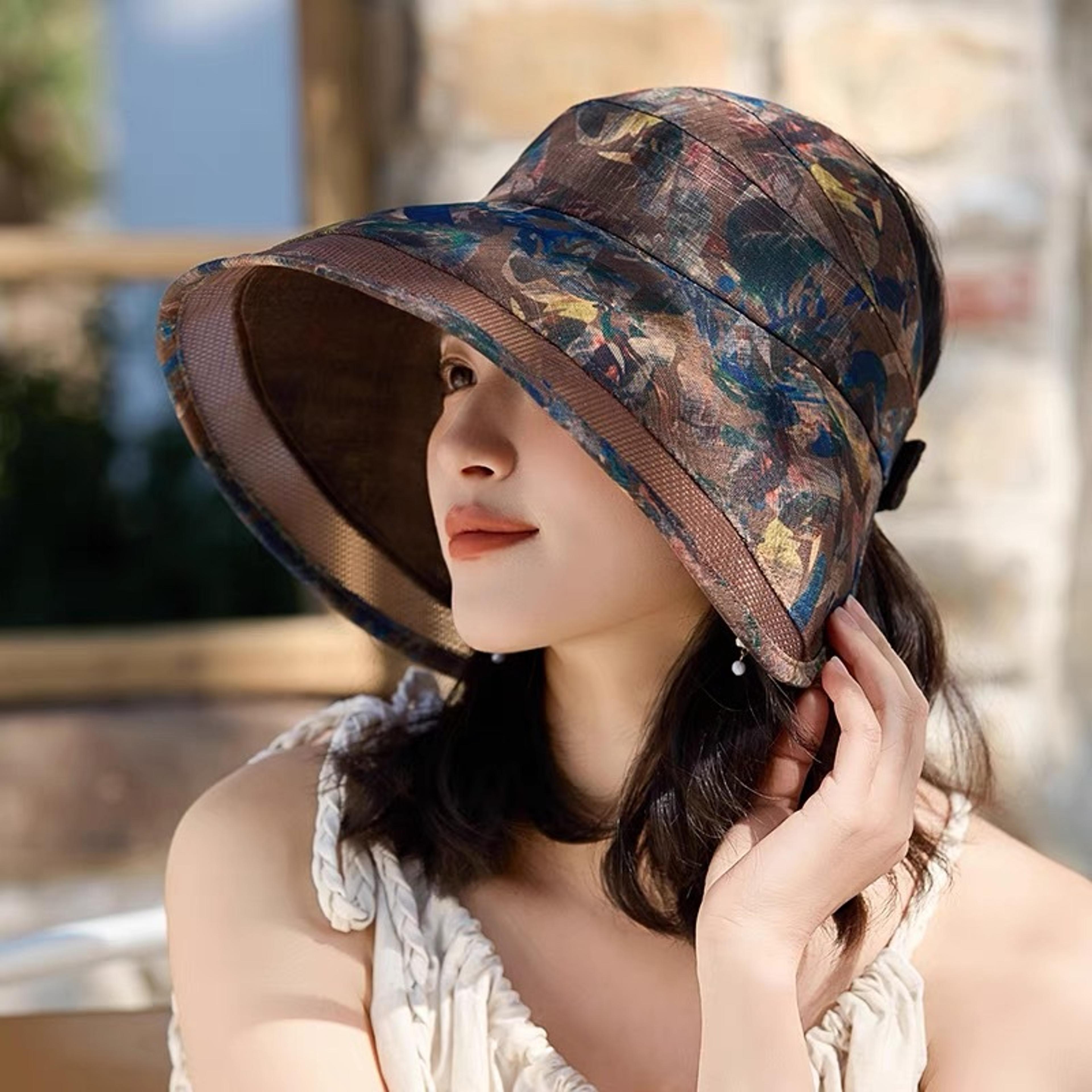 korean adjustable sun bucket hat with large brim