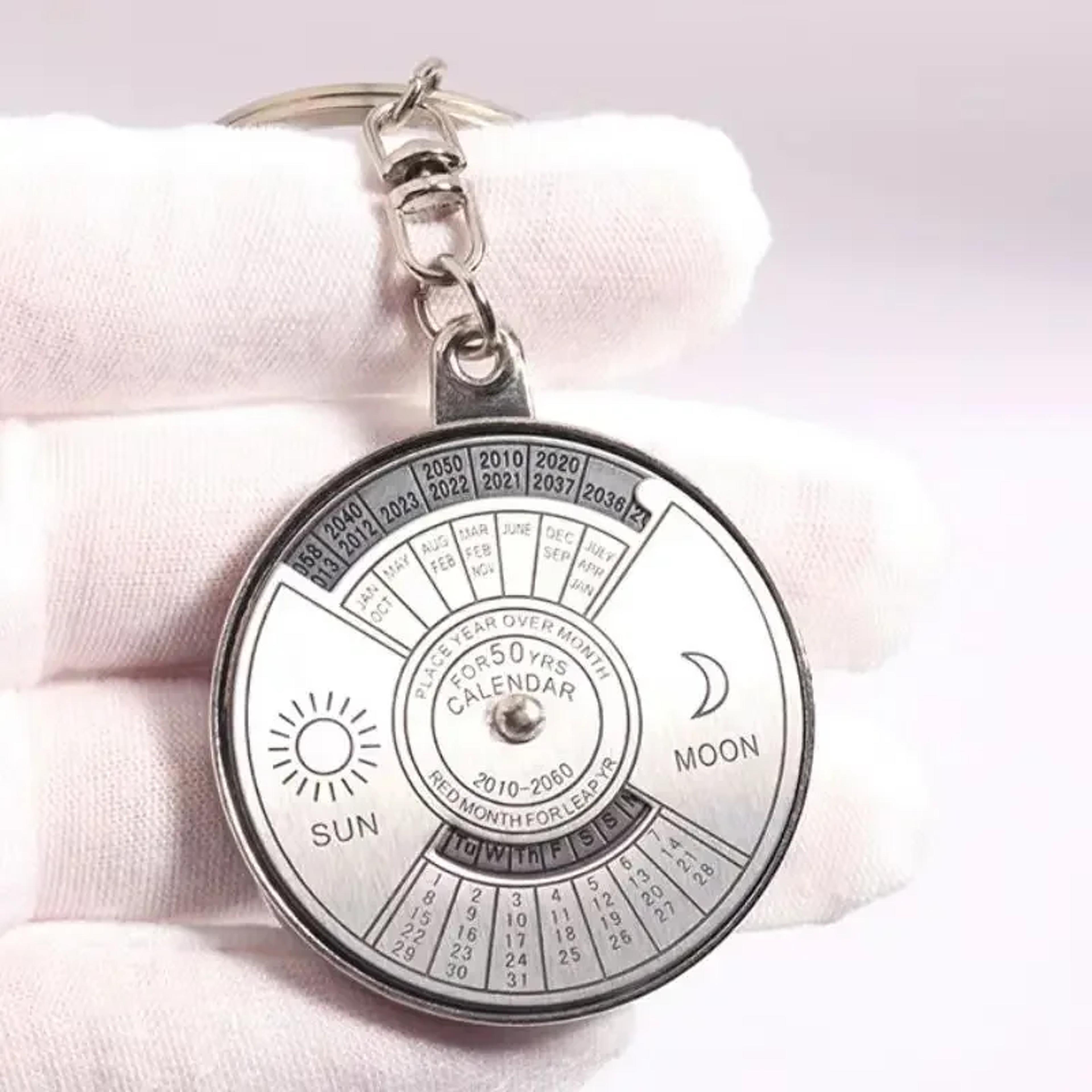 silver alloy year perpetual calendar keychain and unique car accessory