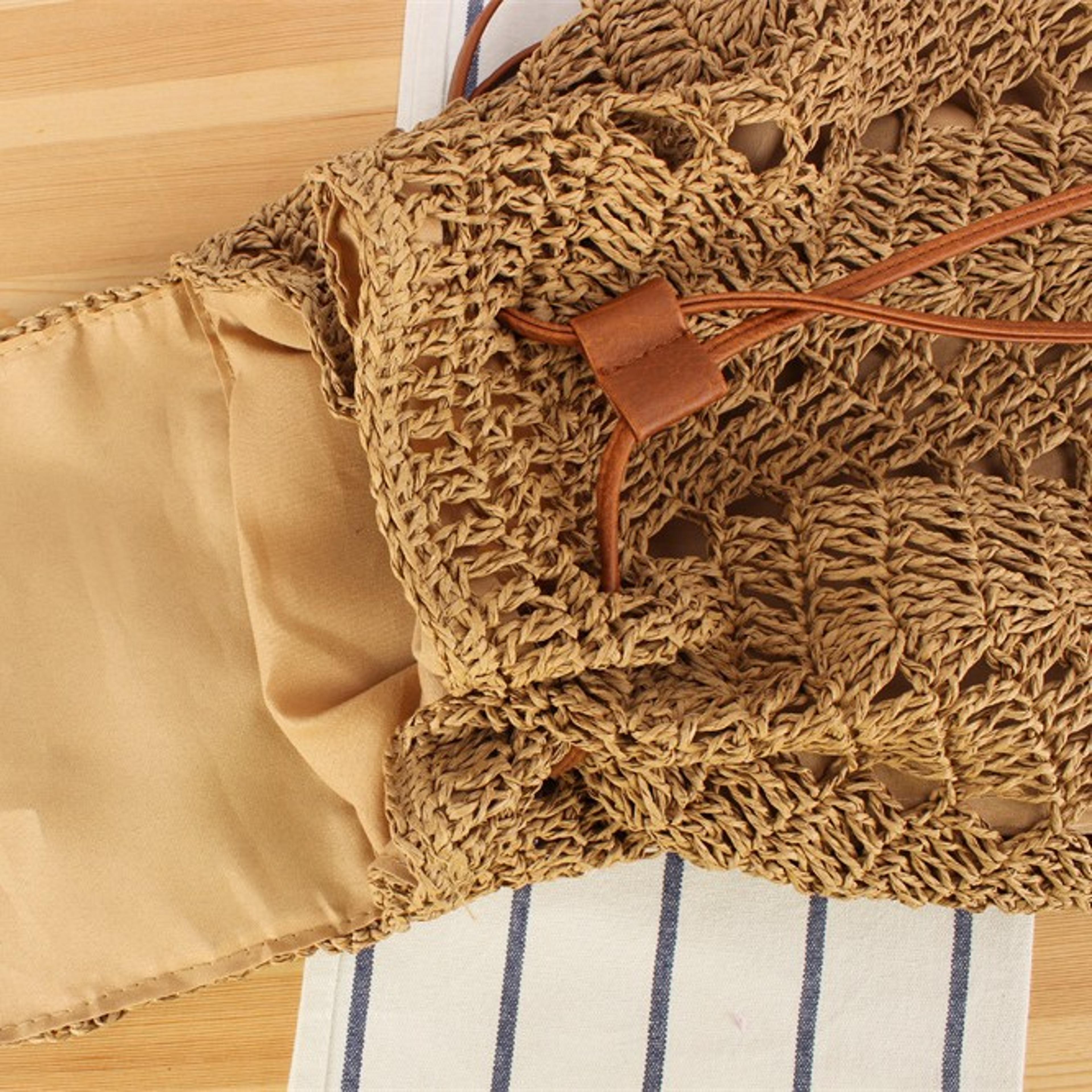 handmade woven straw beach backpack & casual travel daypack