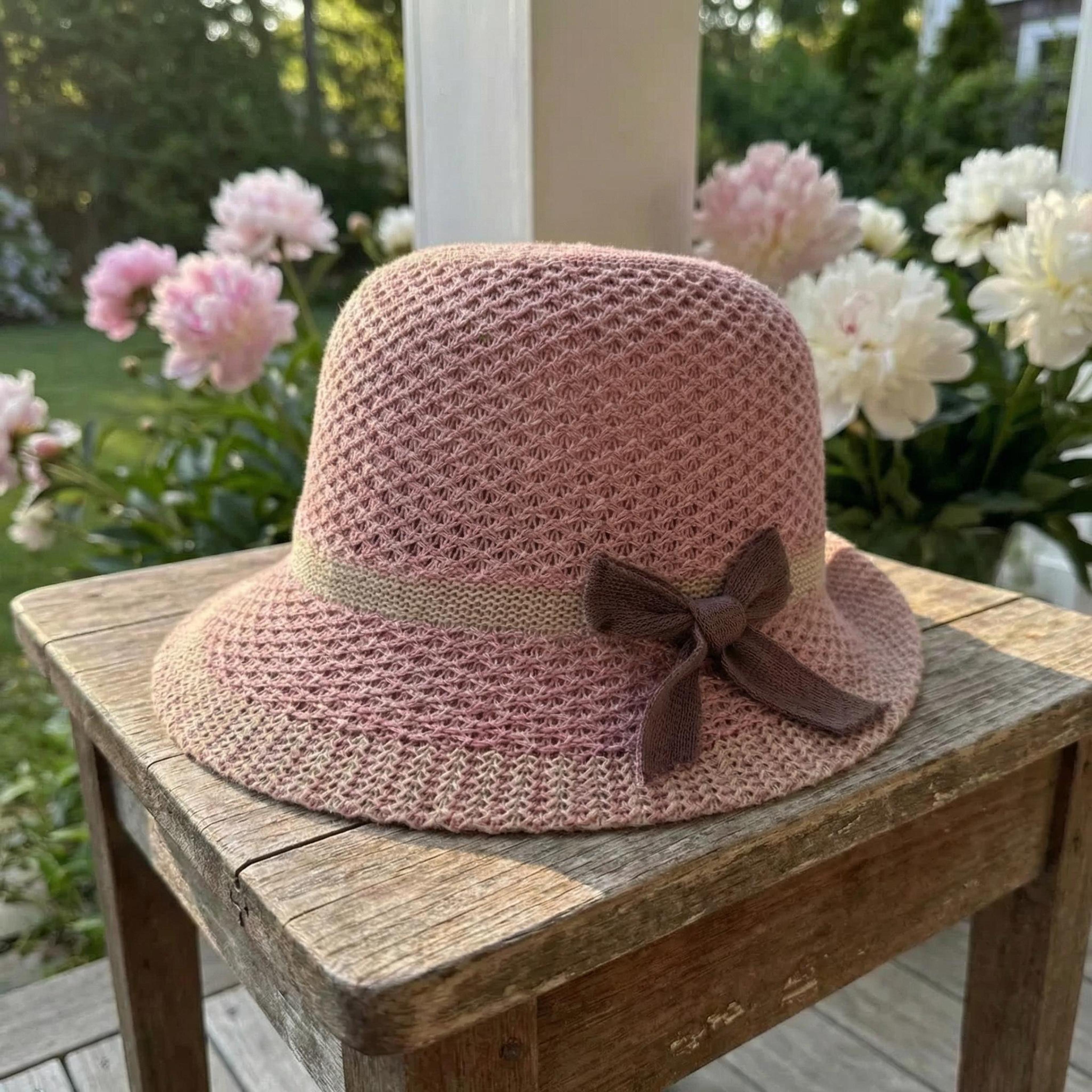 chic bow sun hat for women packable summer beach basin hat