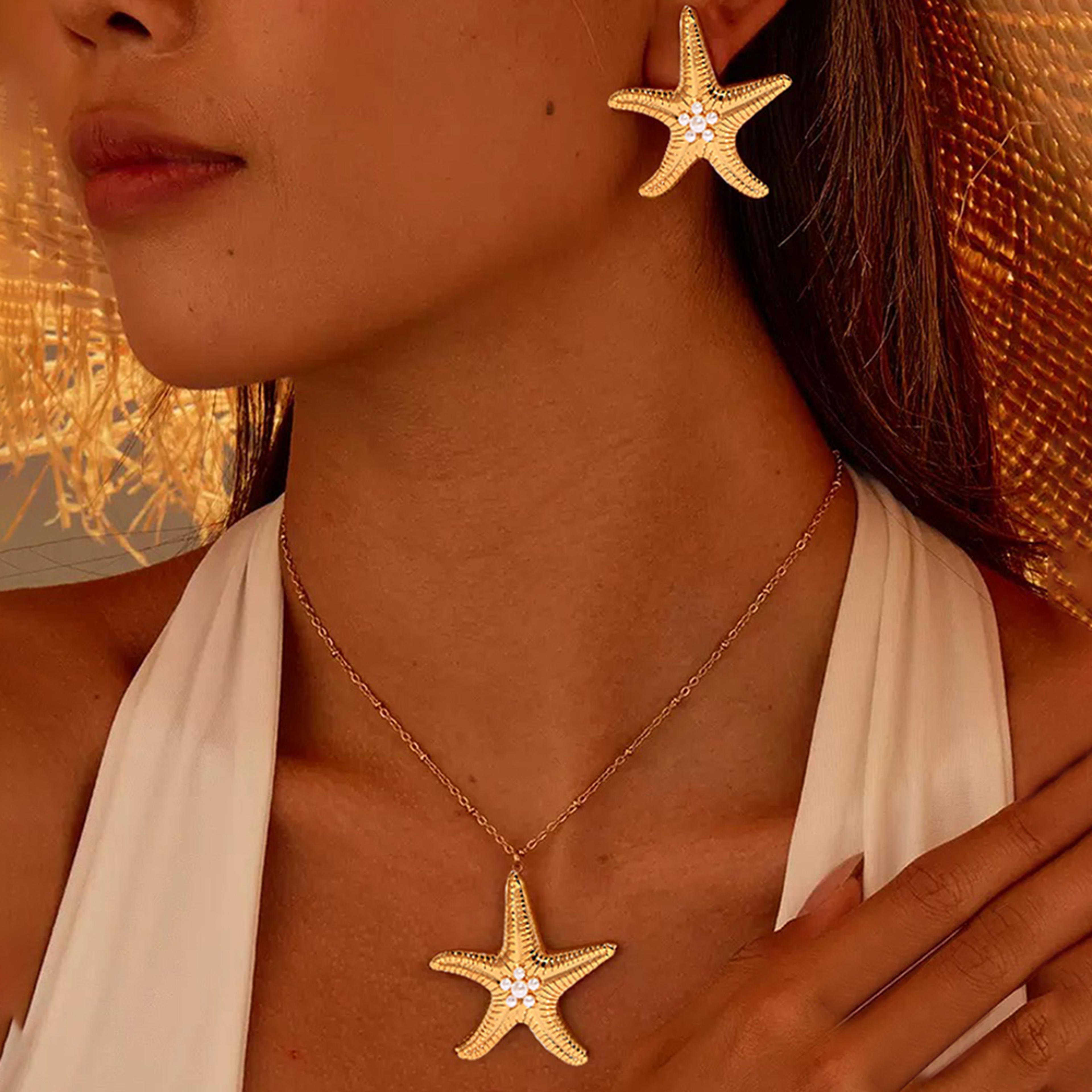golden ocean radiance starfish jewelry set