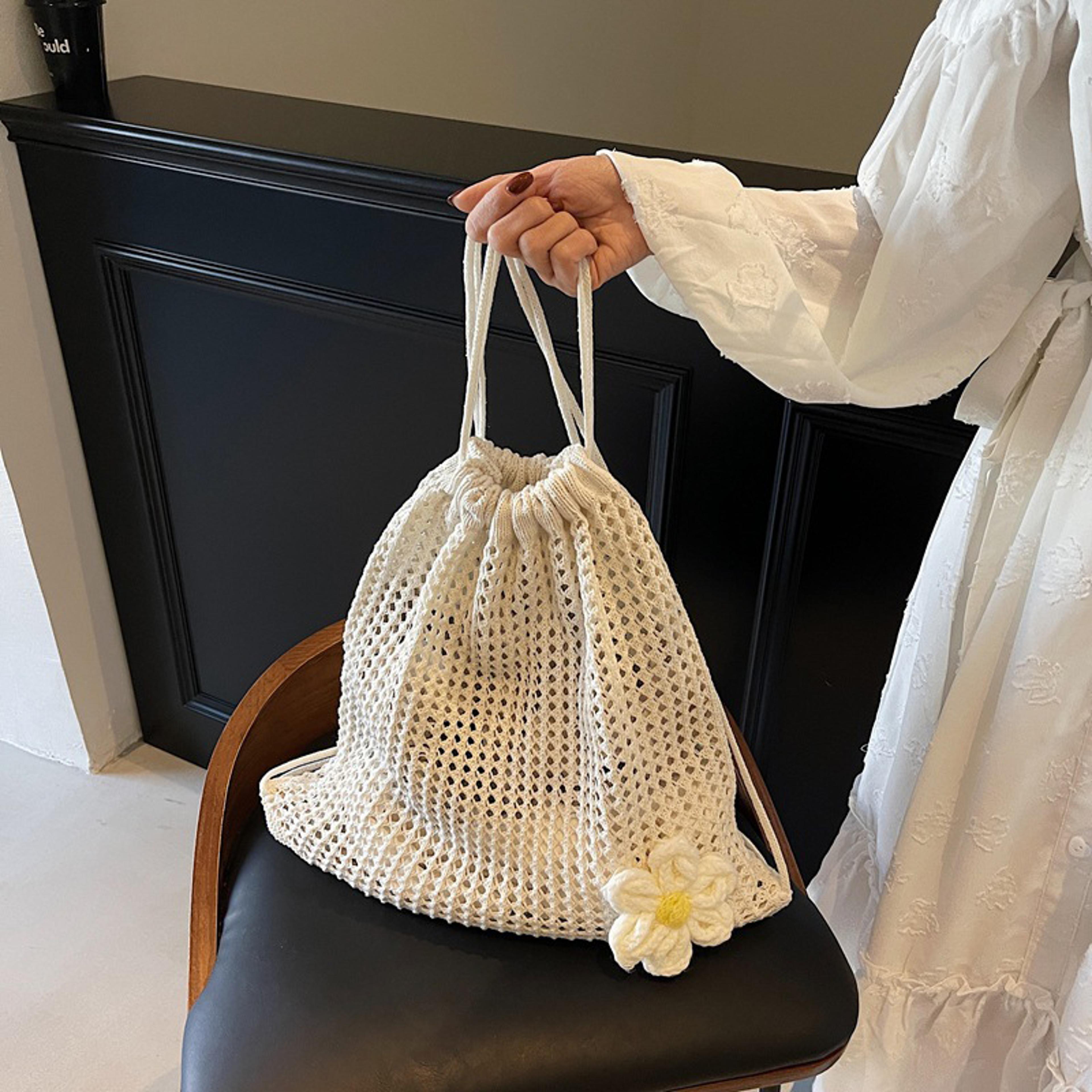 boho crochet beach tote bag and large capacity knitted shoulder purse for women