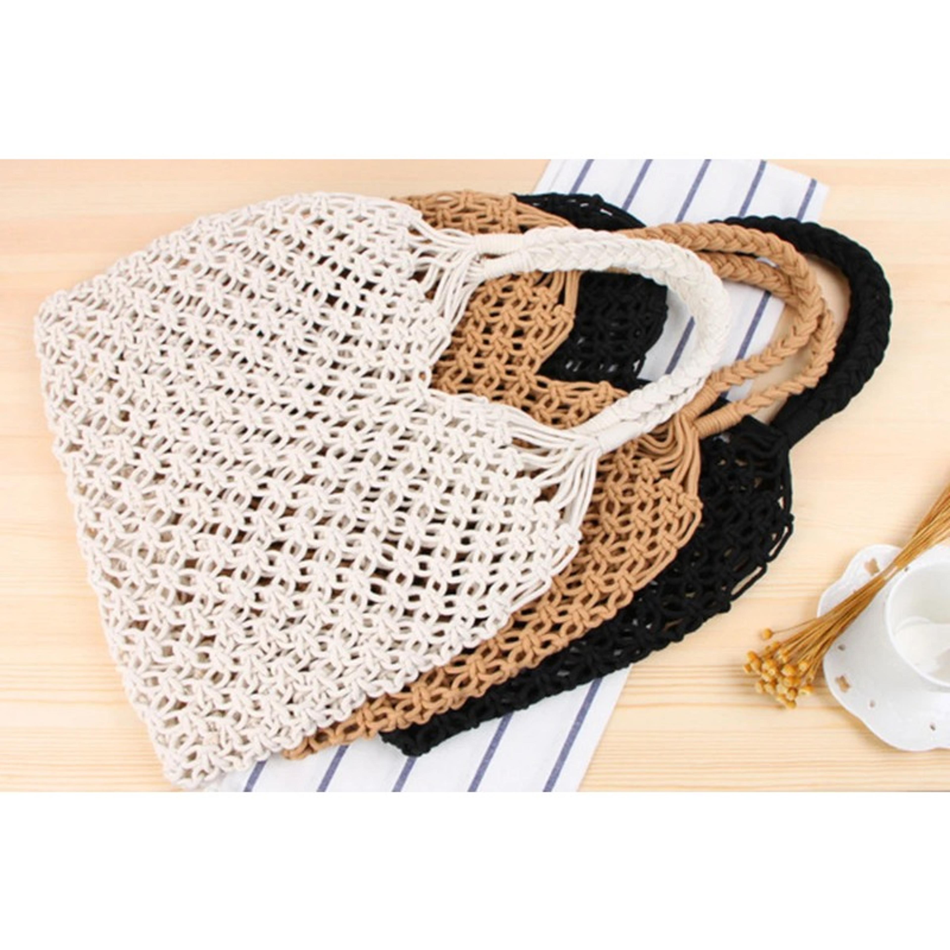 handmade cotton woven beach bag and summer woven tote