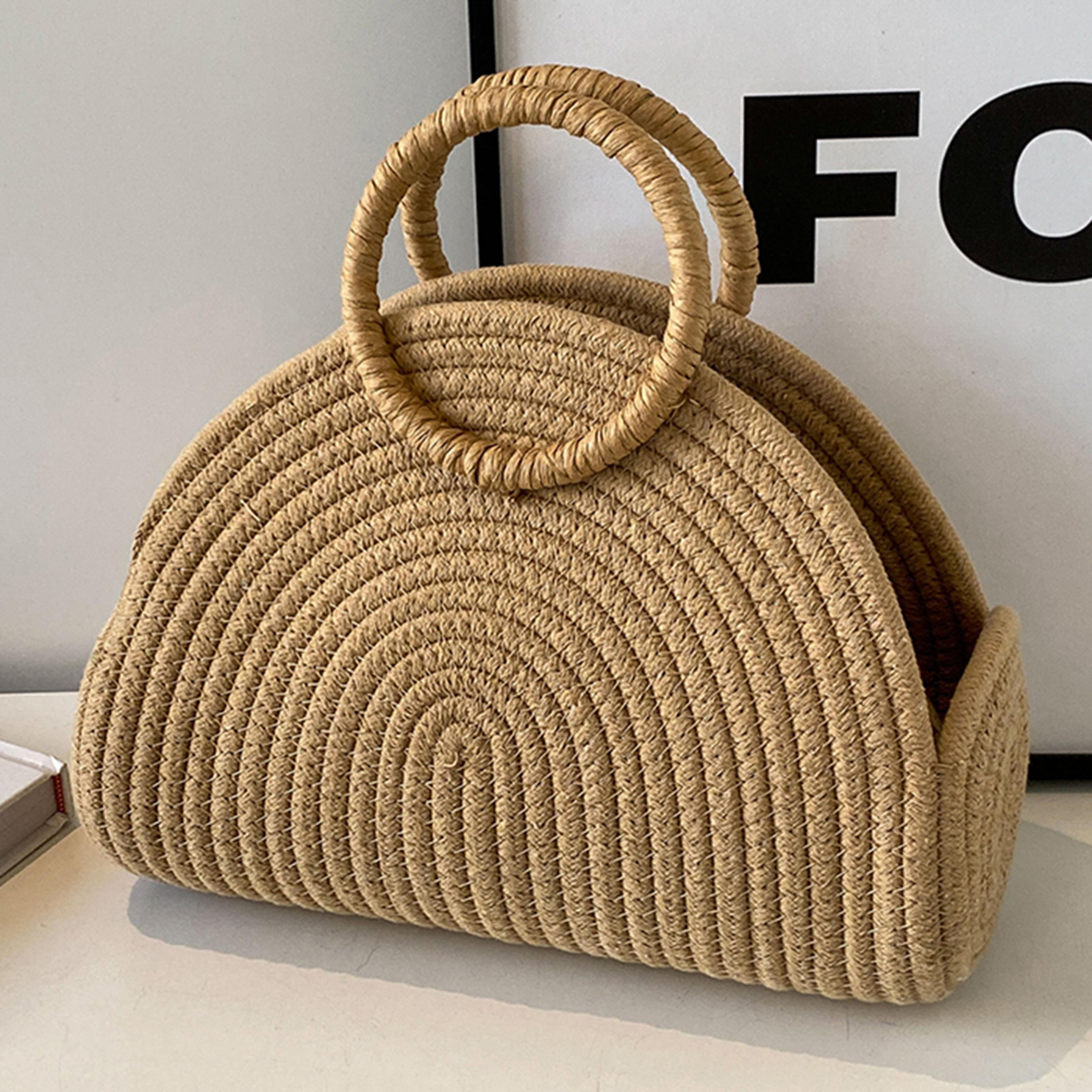 boho chic handwoven cotton rope shoulder purse for vacation and travel