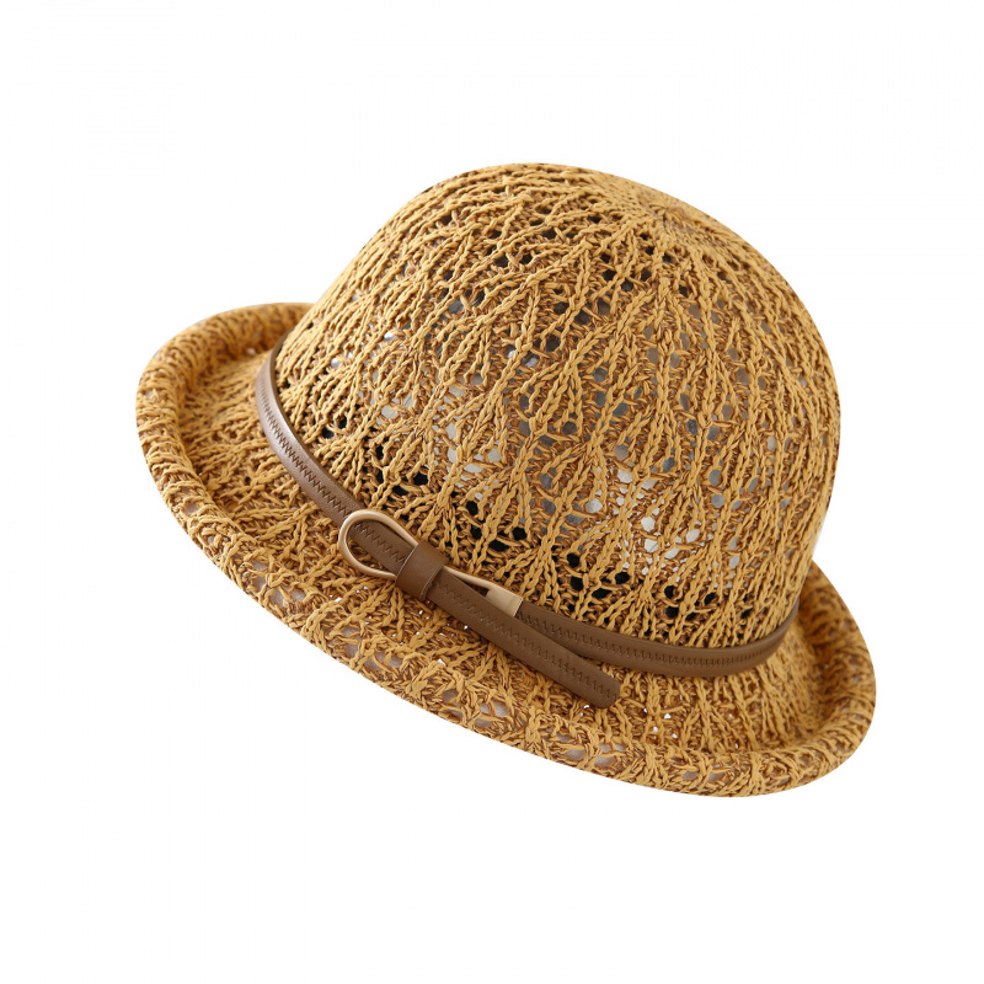 chic knit bucket hat with belt accent summer sun protection cap