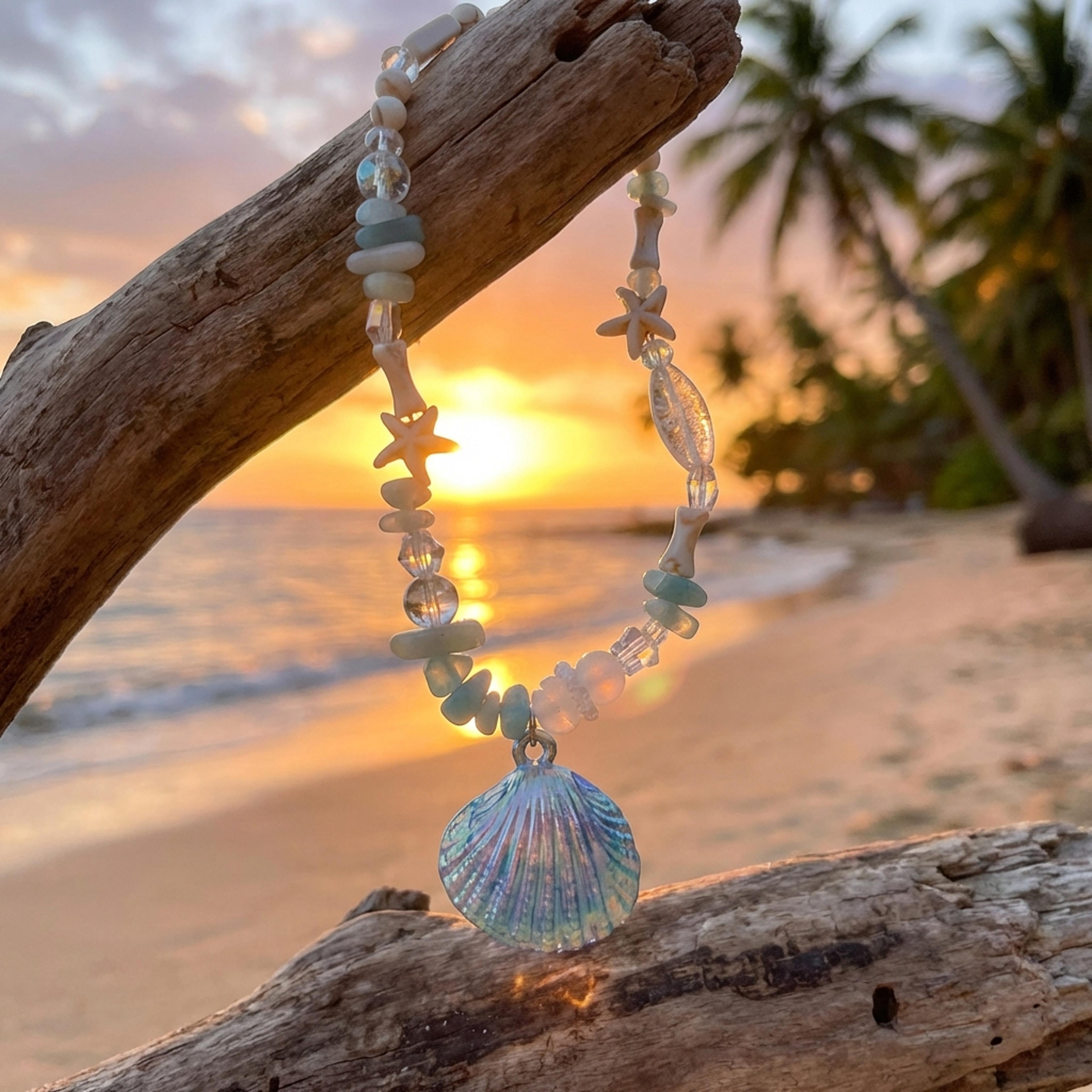 shell starfish boho beaded choker necklace