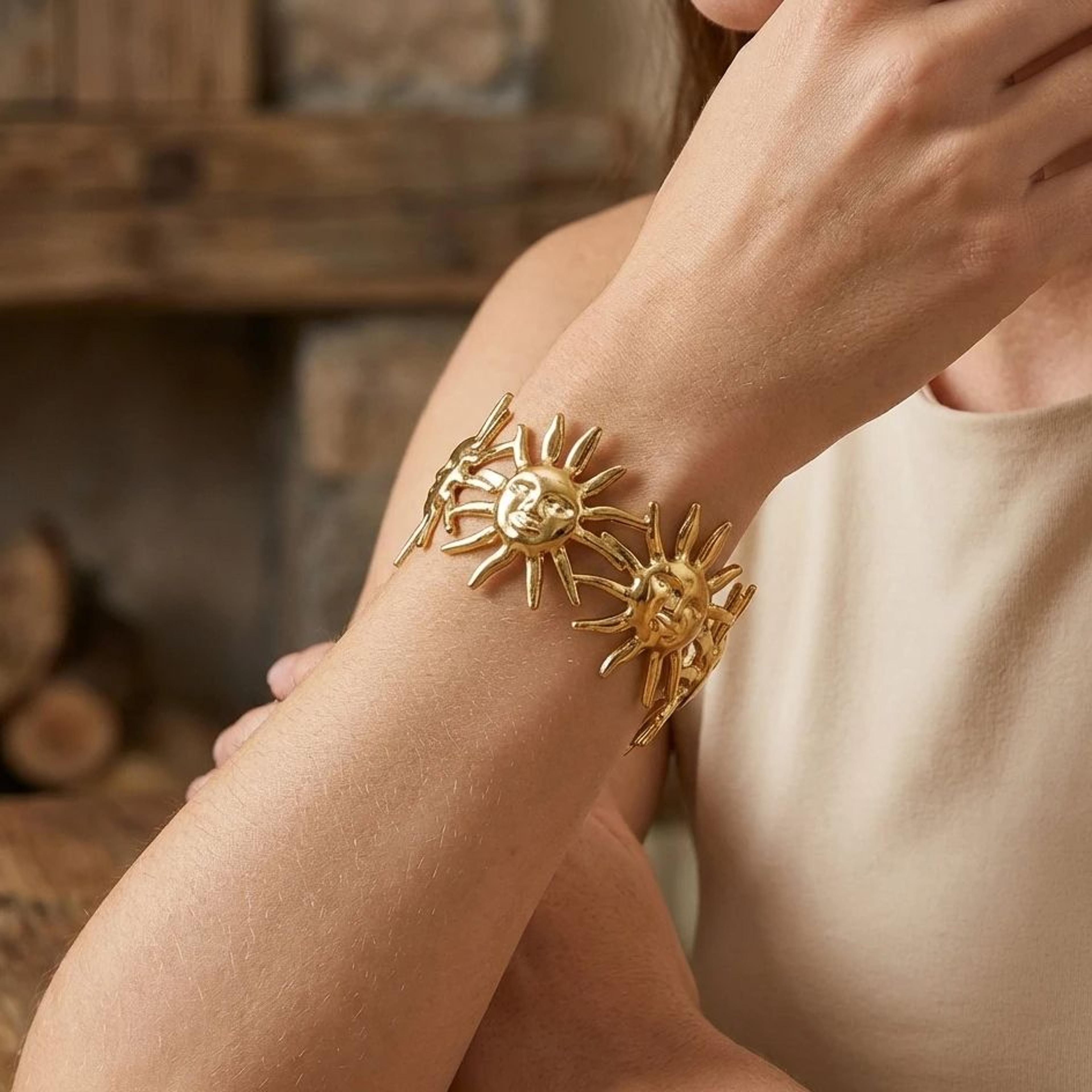 vintage floral stainless steel open cuff bangle